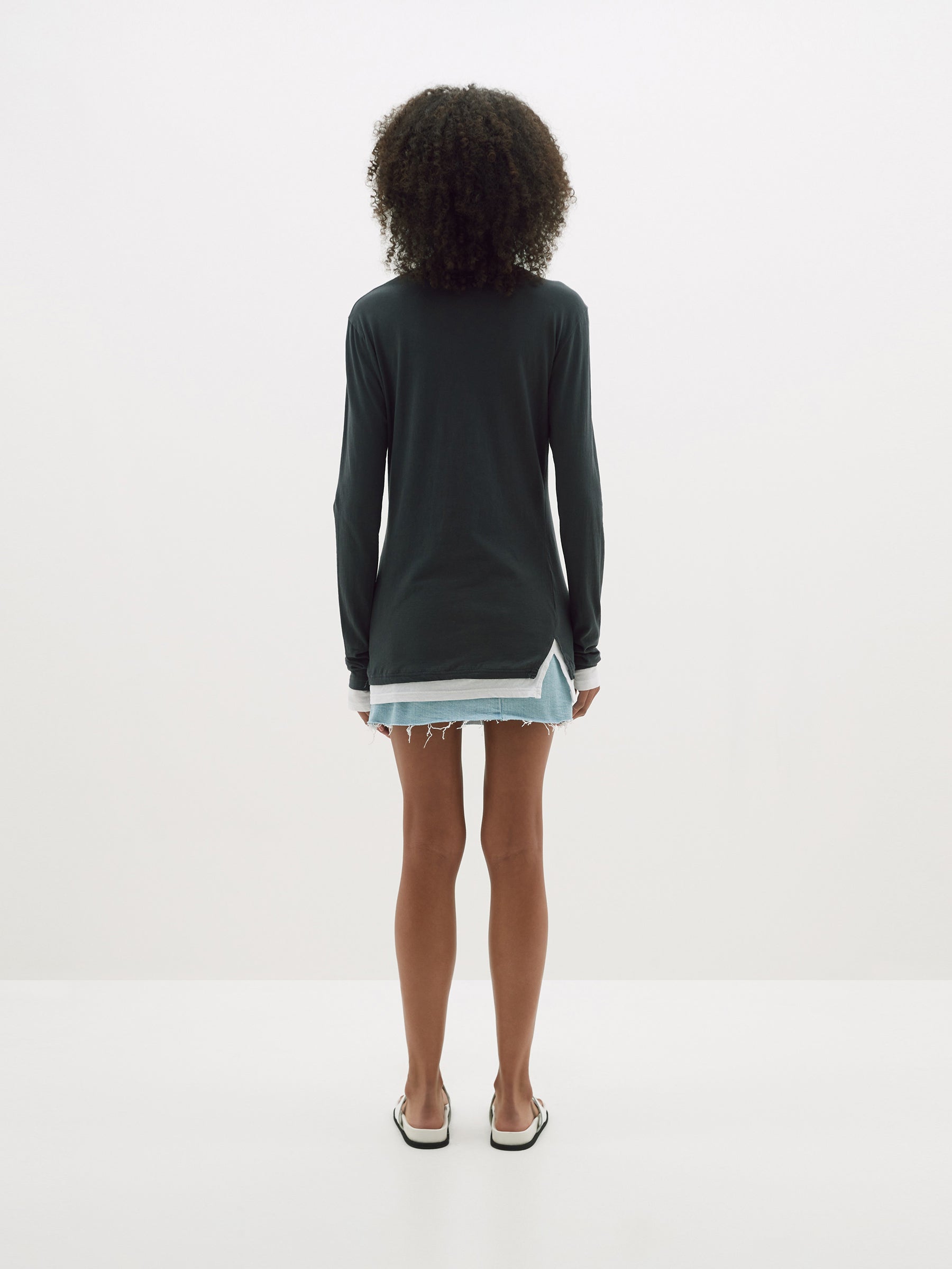 split layered long sleeve t.shirt