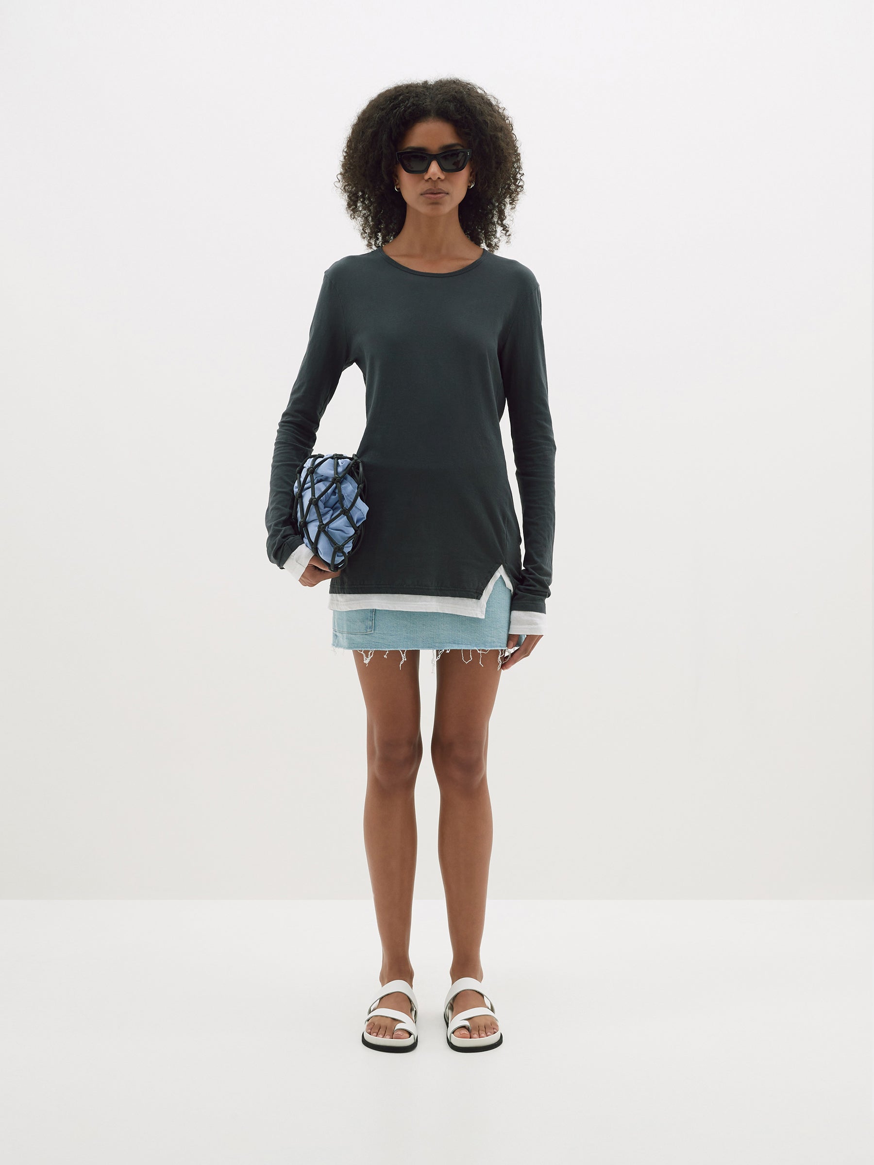 split layered long sleeve t.shirt