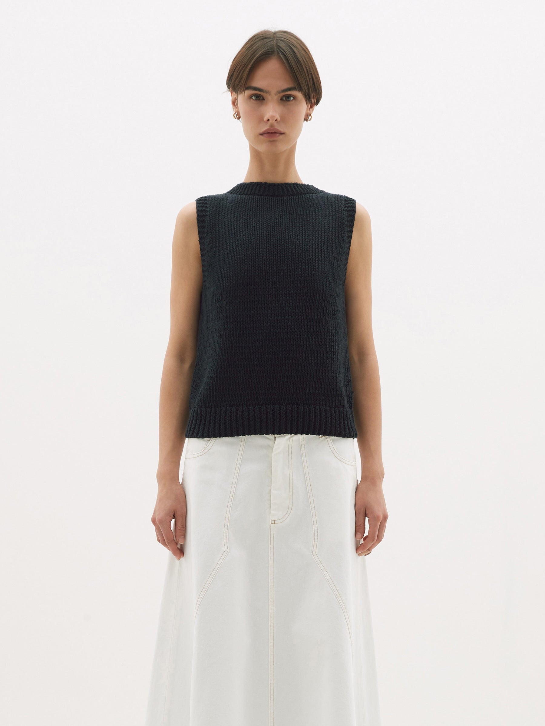 cotton linen knitted tank