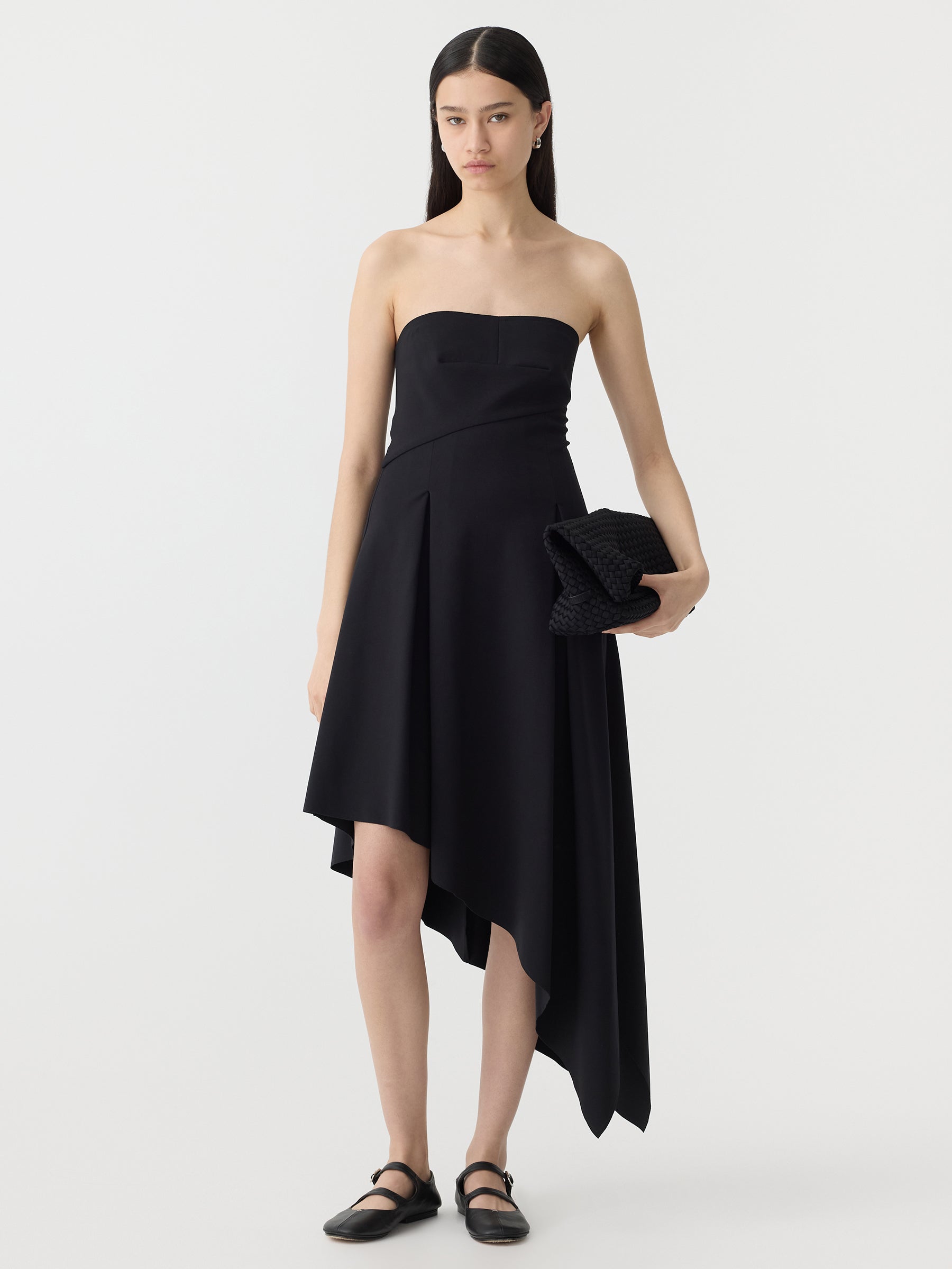 Asymmetrical strapless dress sales