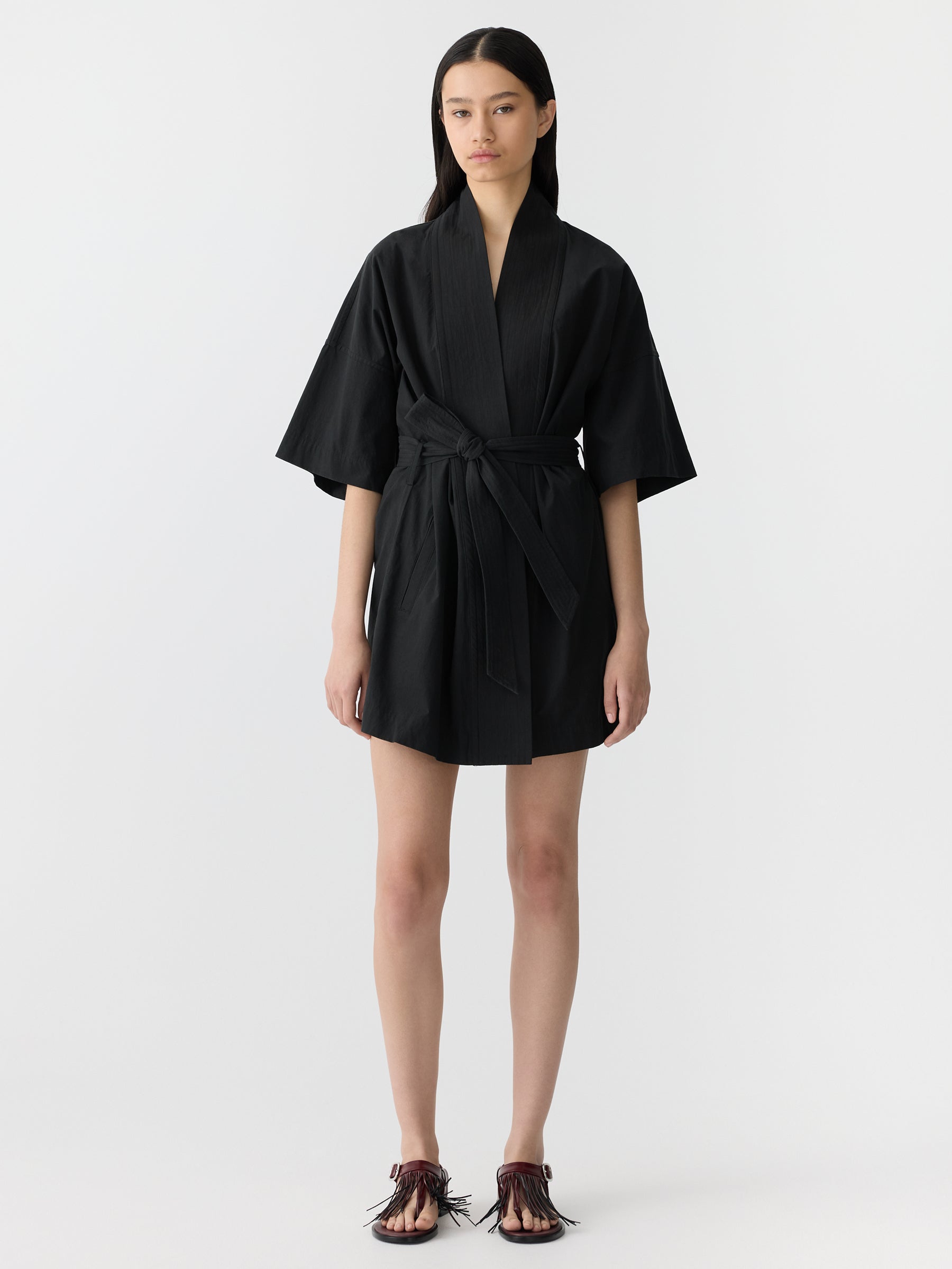crushed cotton wrap dress bassike
