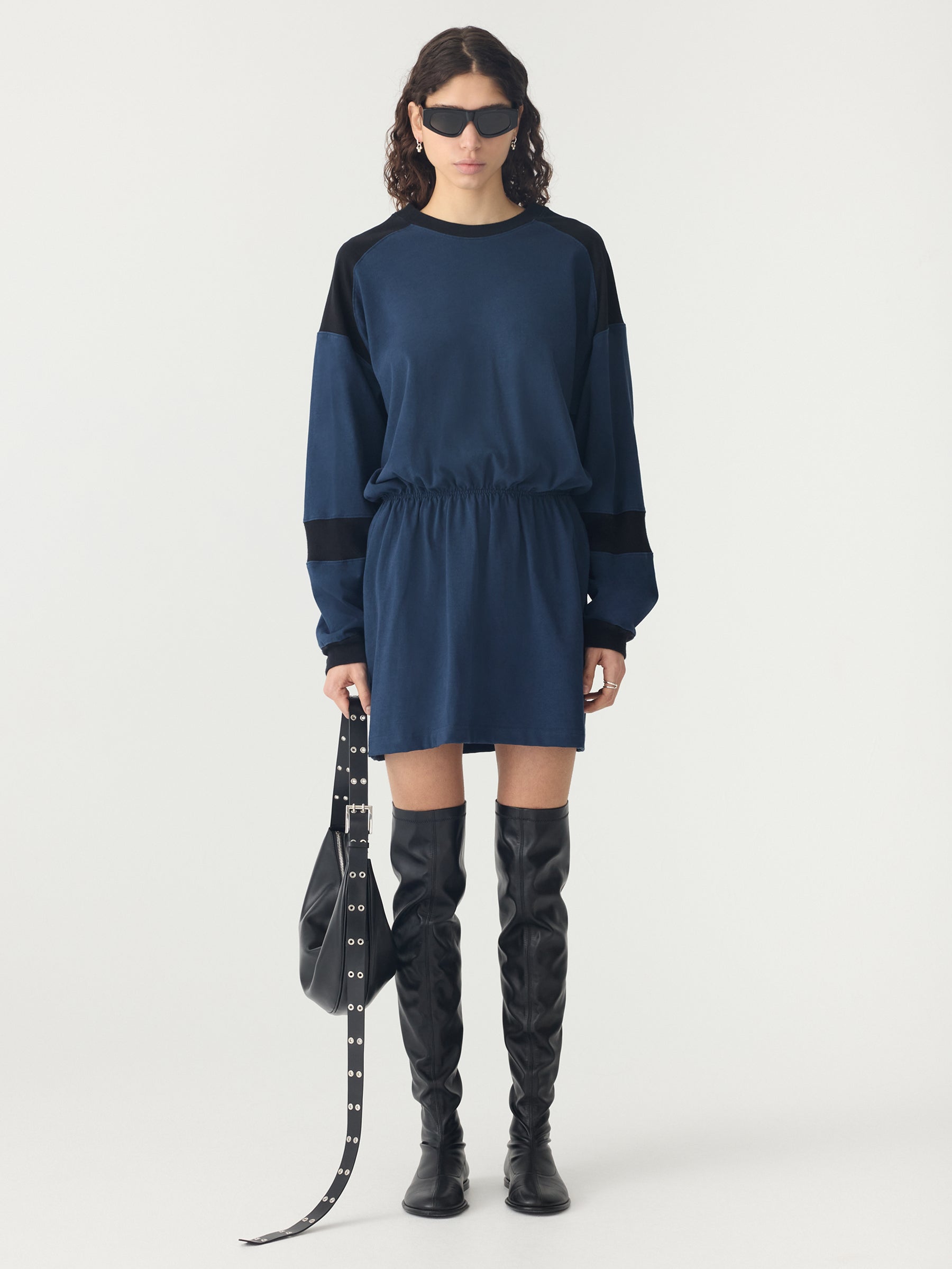 Paneled Long Sleeve T-Shirt Dress – BASSIKE Paneled Long Sleeve T-Shirt Dress – BASSIKE