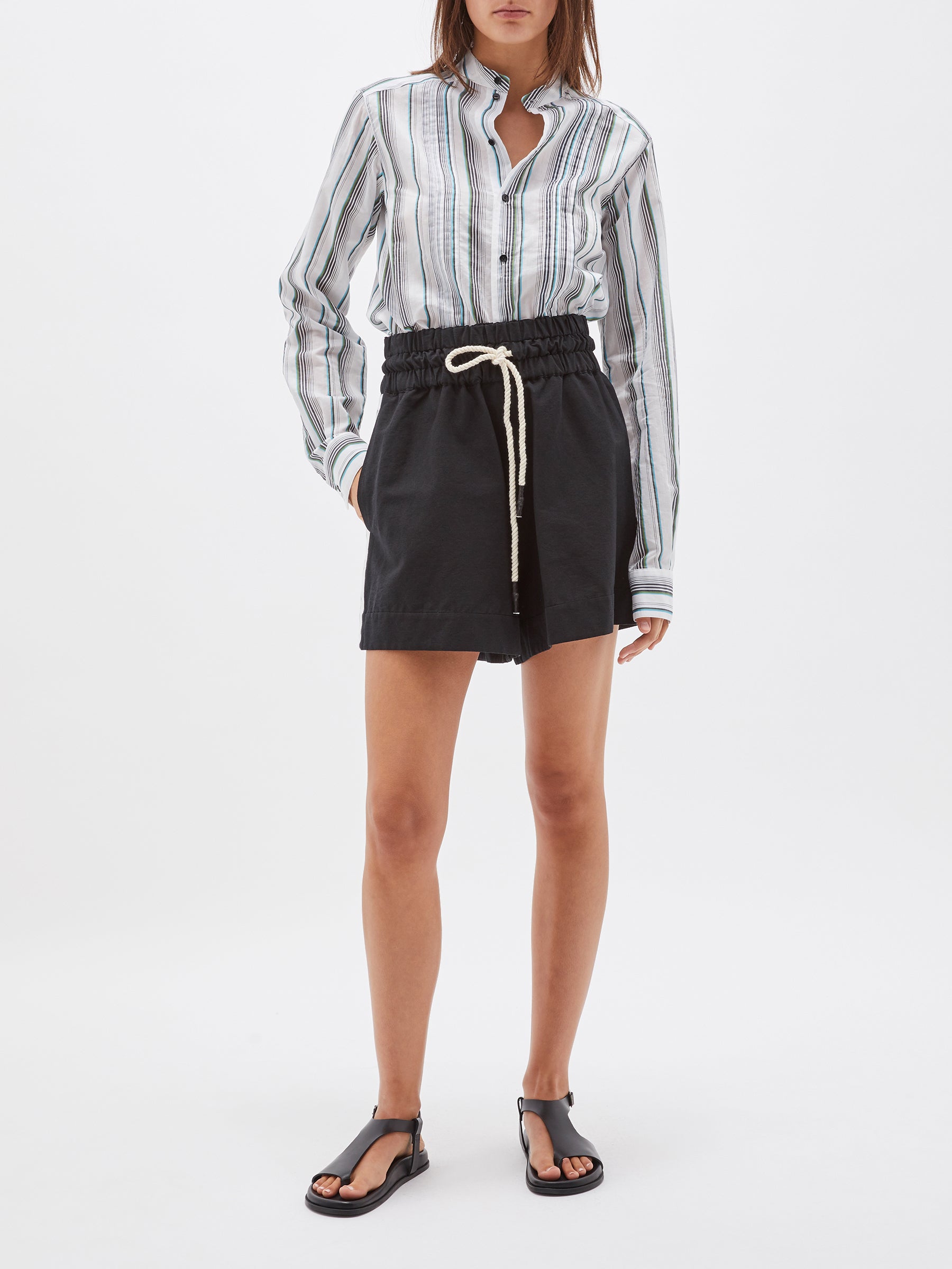 bassike cotton silk boxing short in black