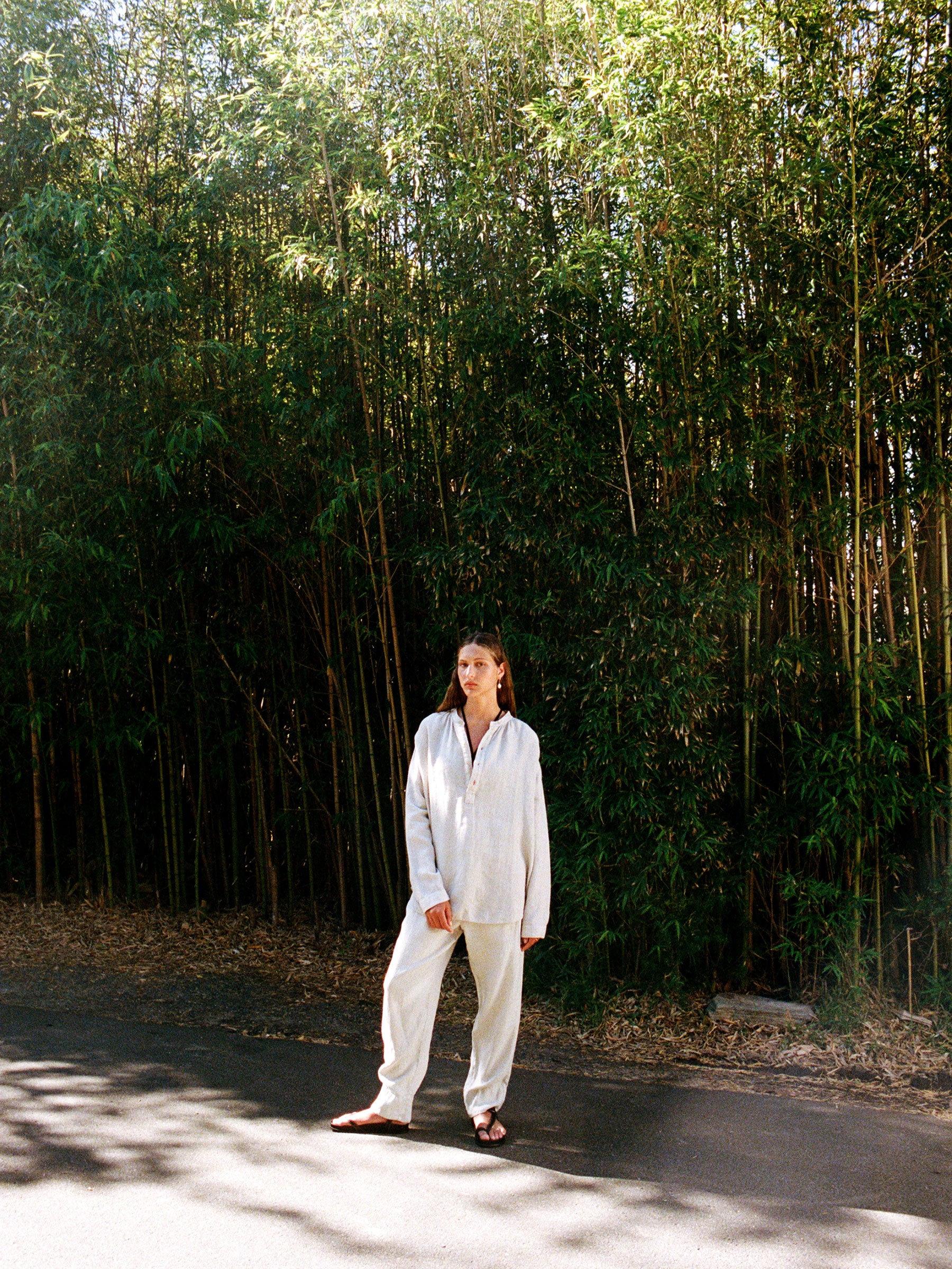 washed linen wide leg pant