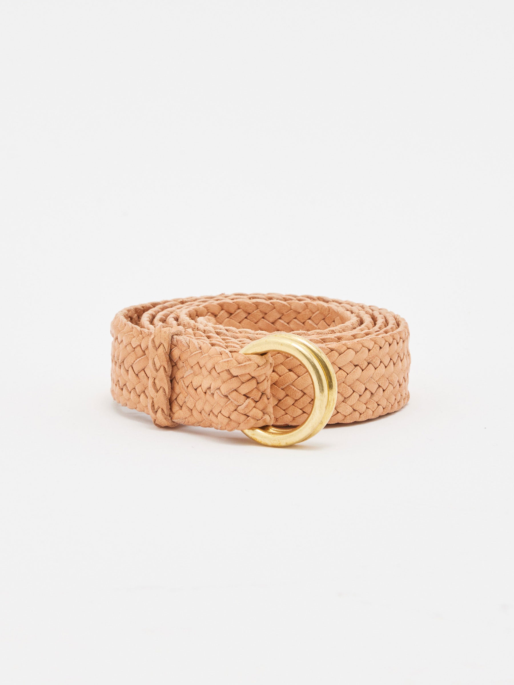 narrow braided leather belt