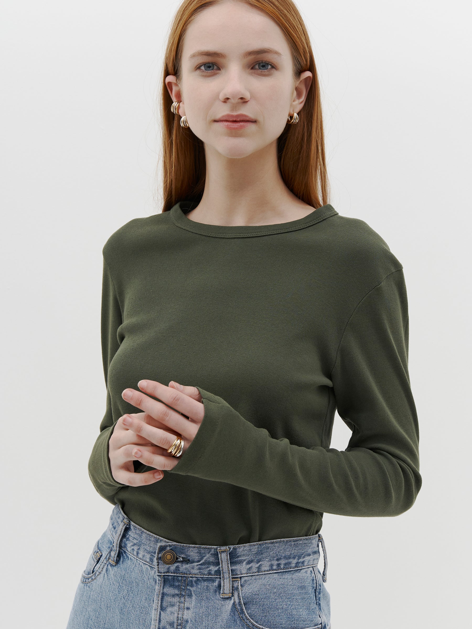 slim superfine rib long sleeve t.shirt