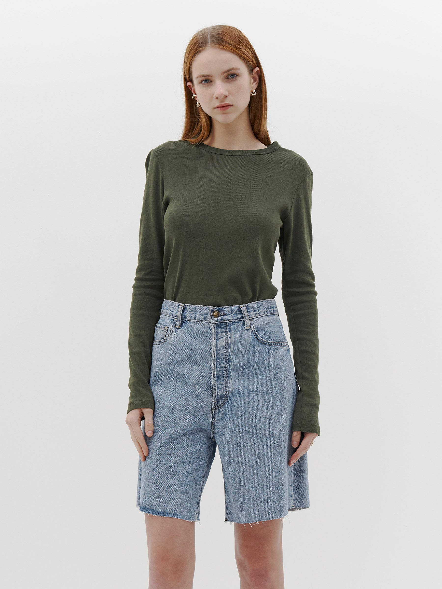 slim superfine rib long sleeve t.shirt