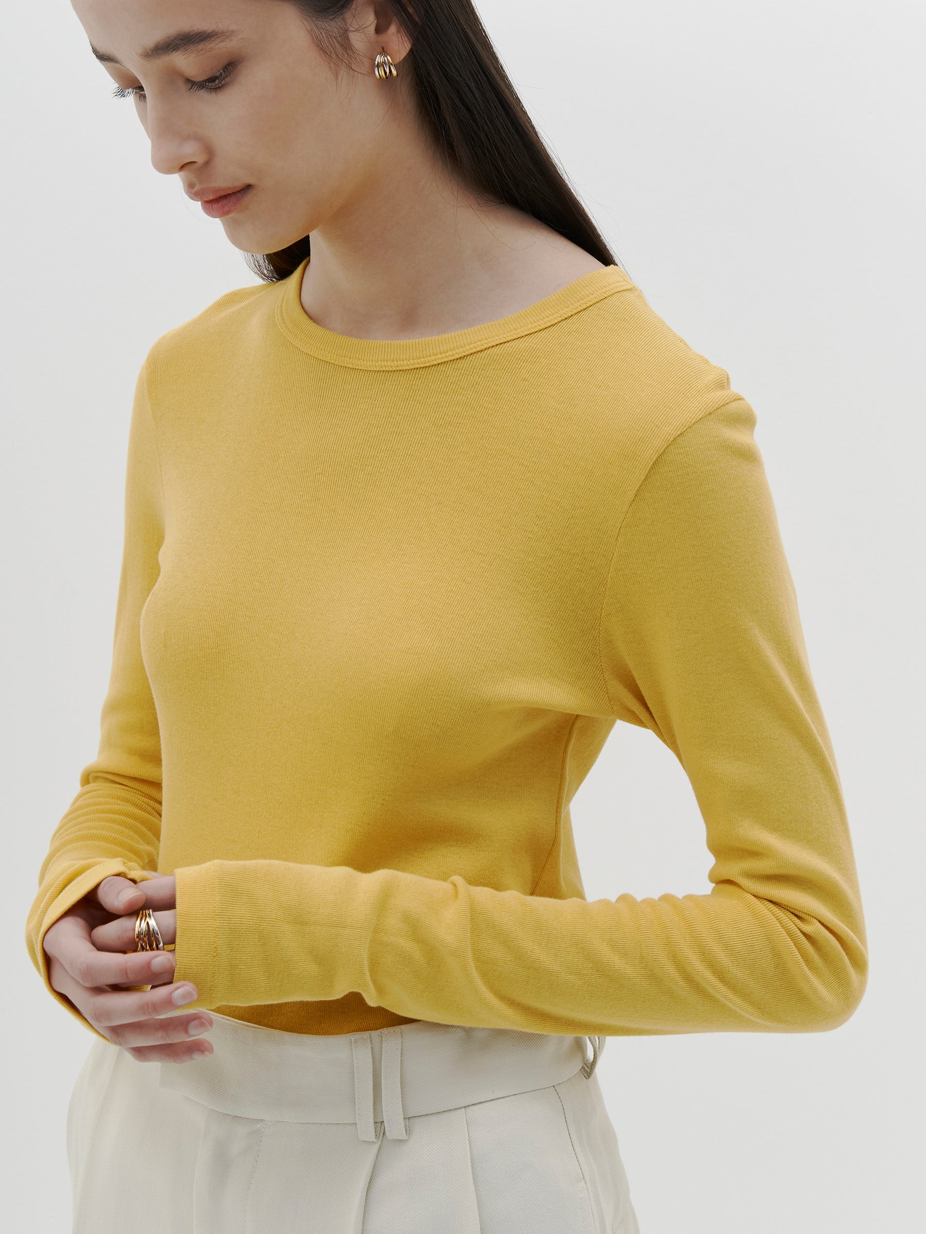 slim superfine rib long sleeve t.shirt