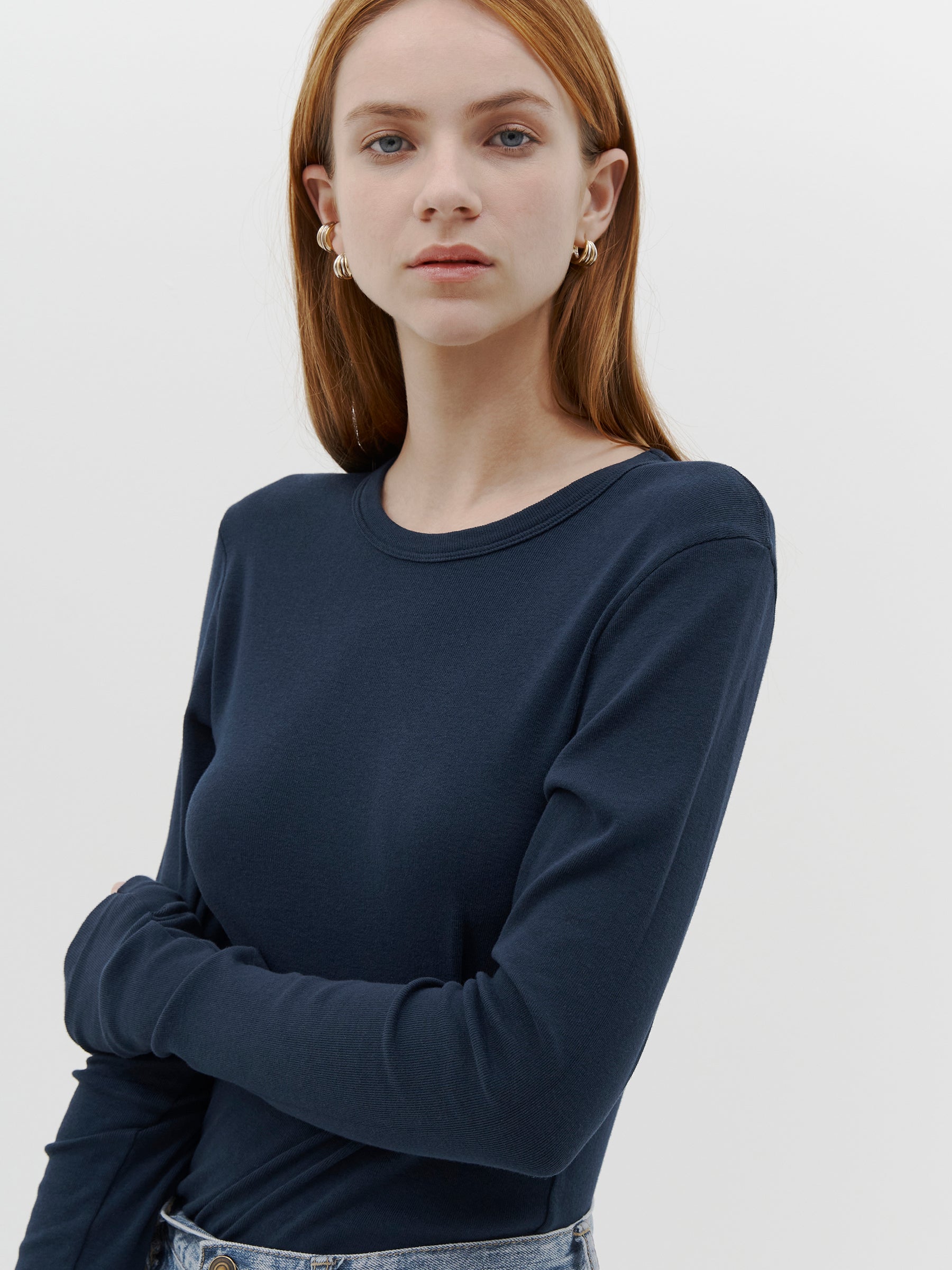 slim superfine rib long sleeve t.shirt