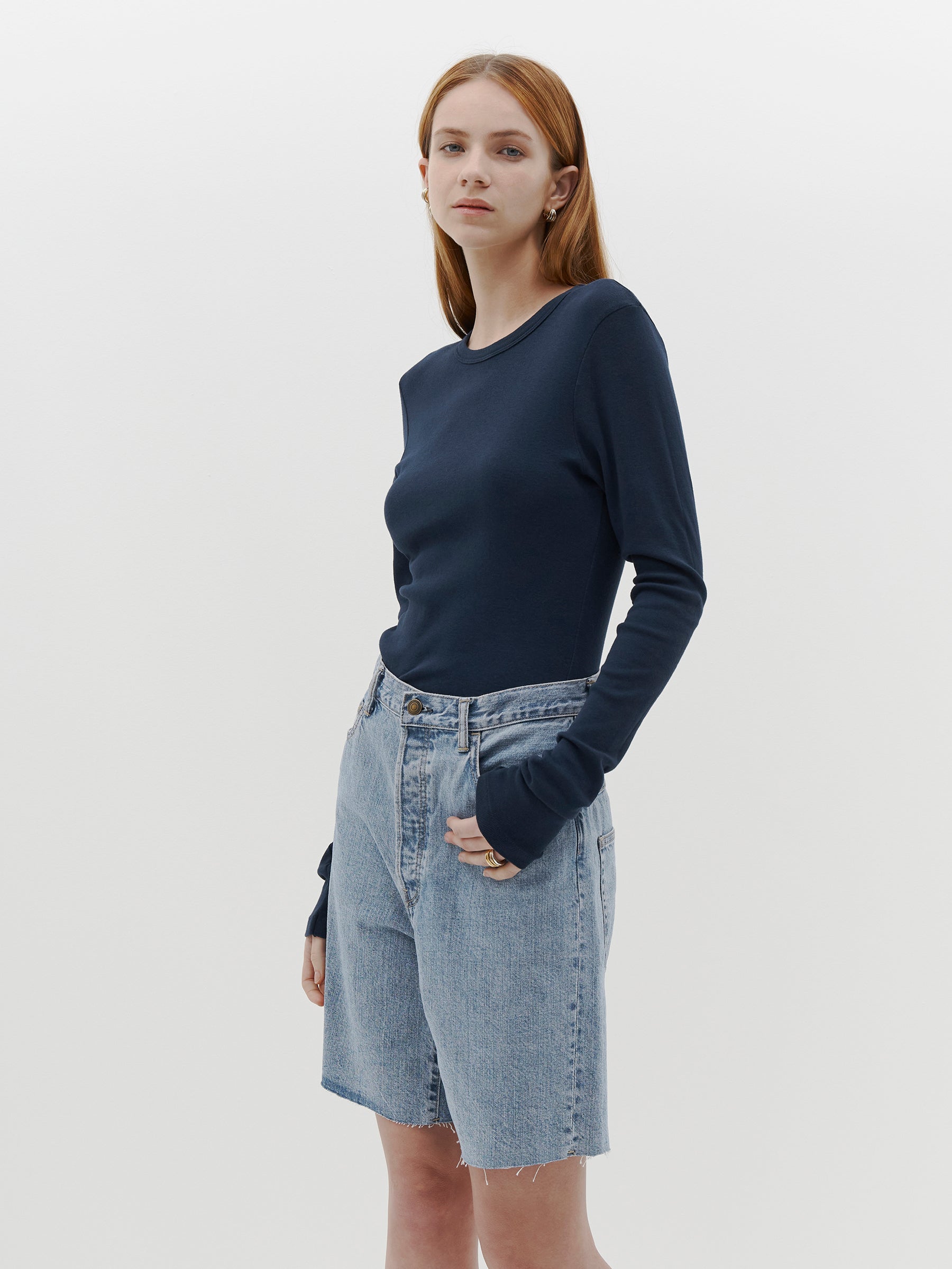 slim superfine rib long sleeve t.shirt