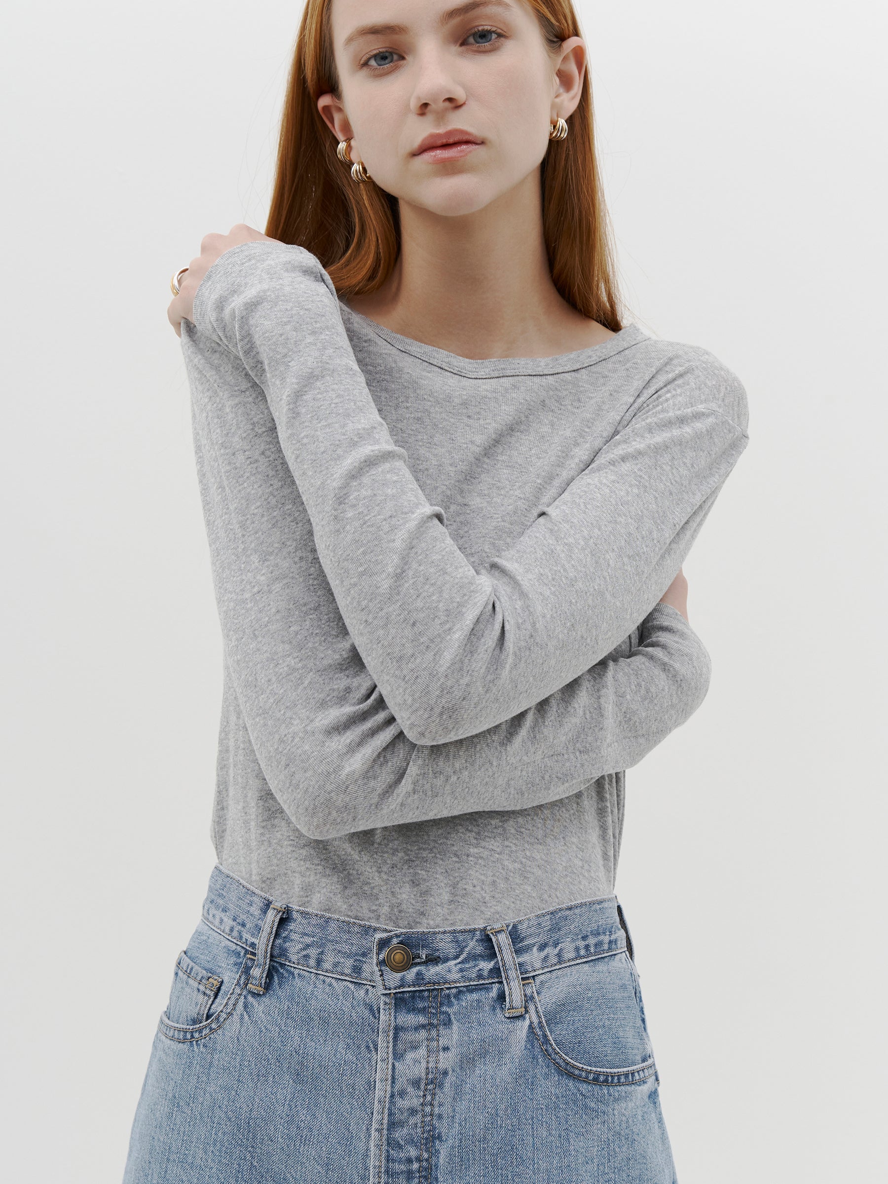 slim superfine rib long sleeve t.shirt