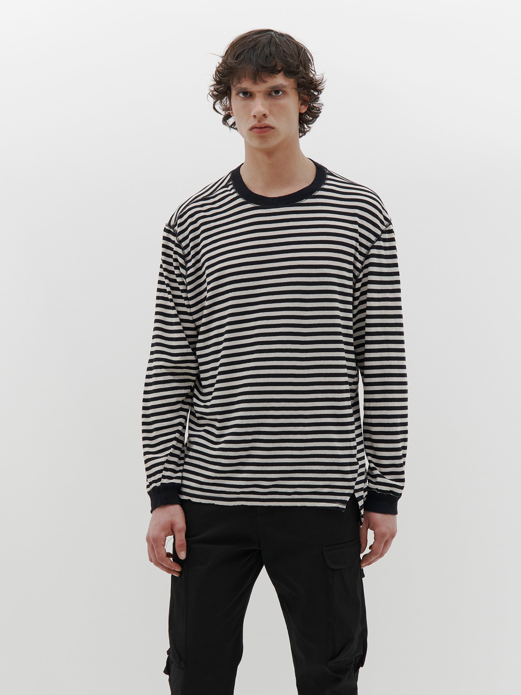 stripe slouch long sleeve t.shirt