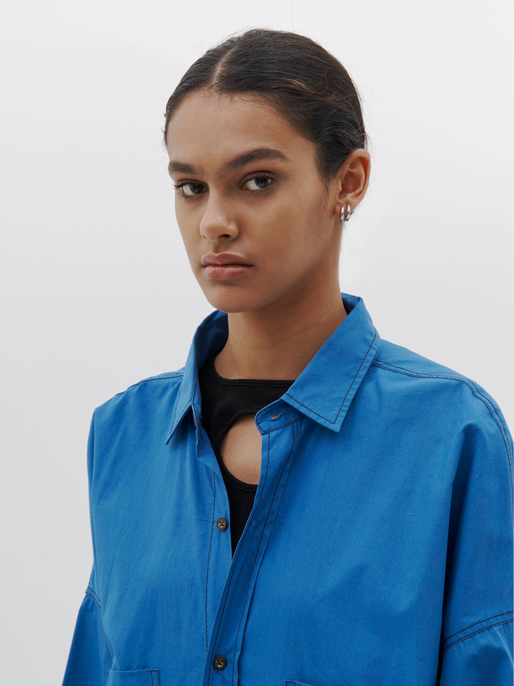 contrast stitch shirt dress