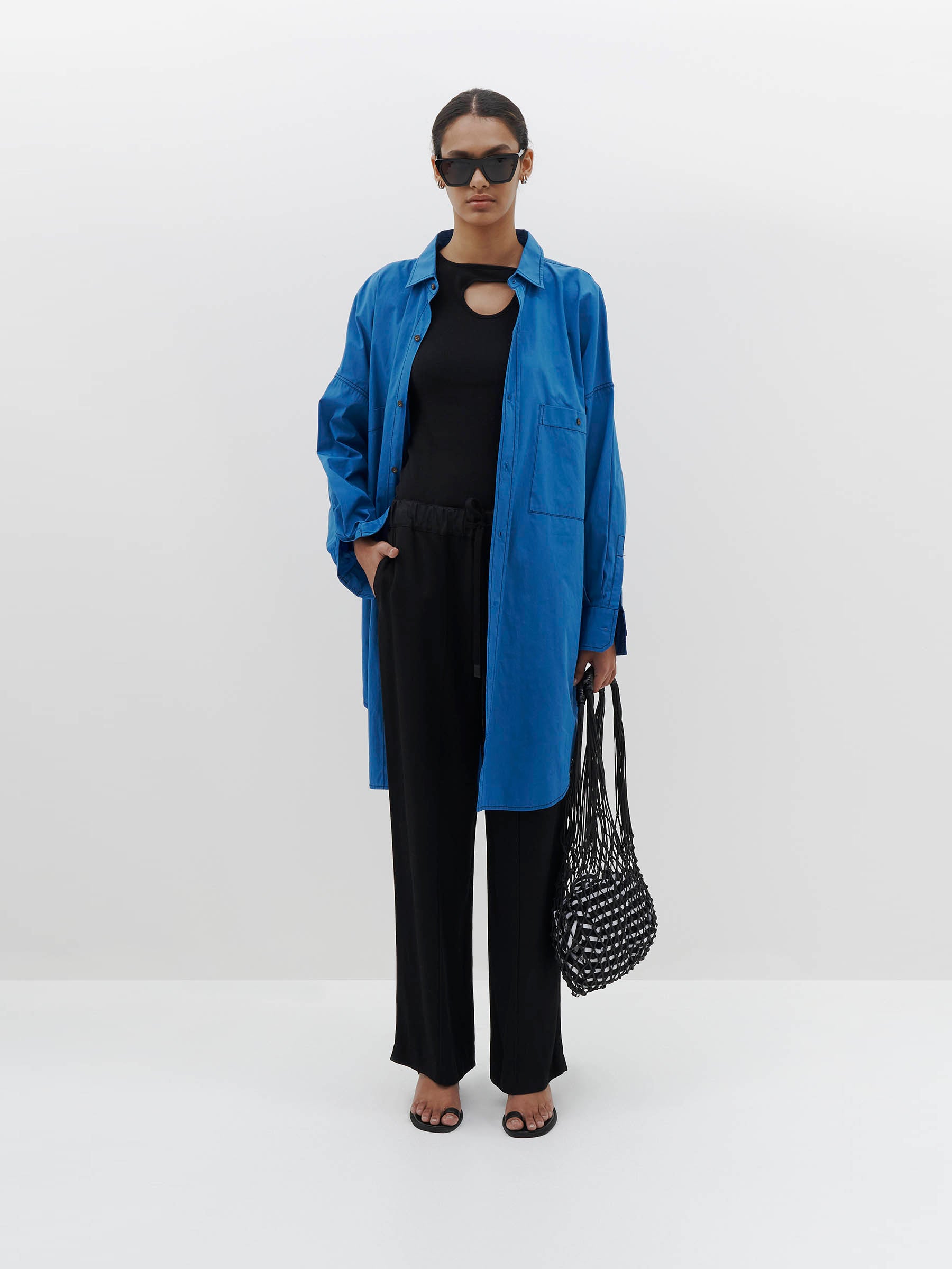contrast stitch shirt dress