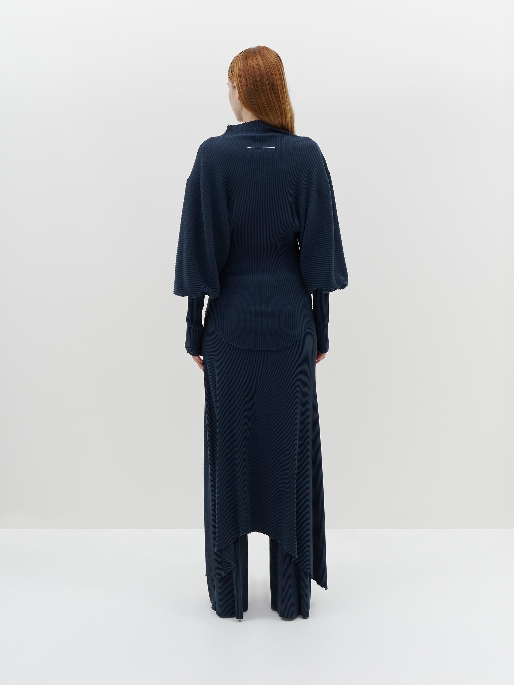panelled drapey rib skirt