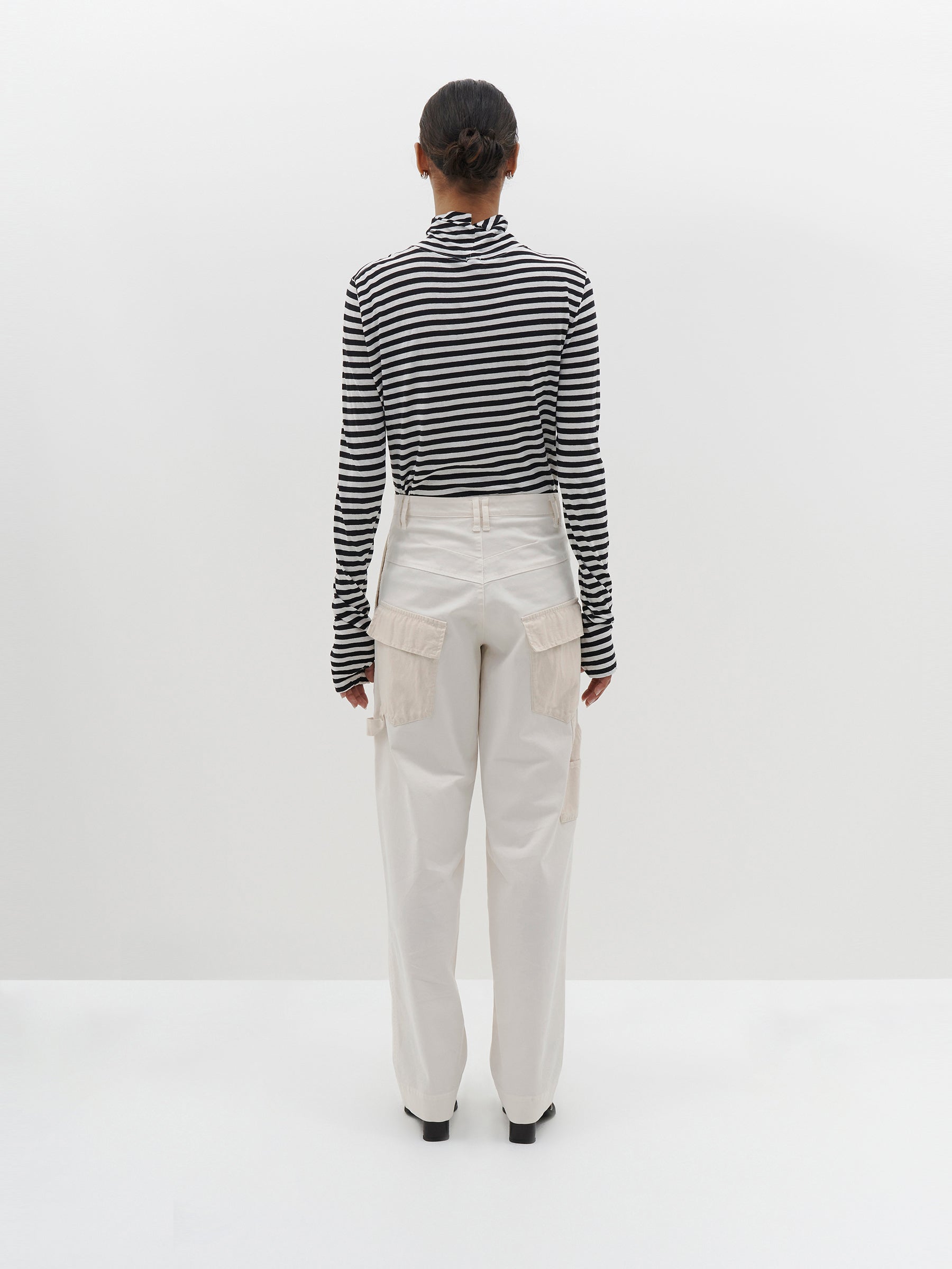 stripe slim roll neck t.shirt