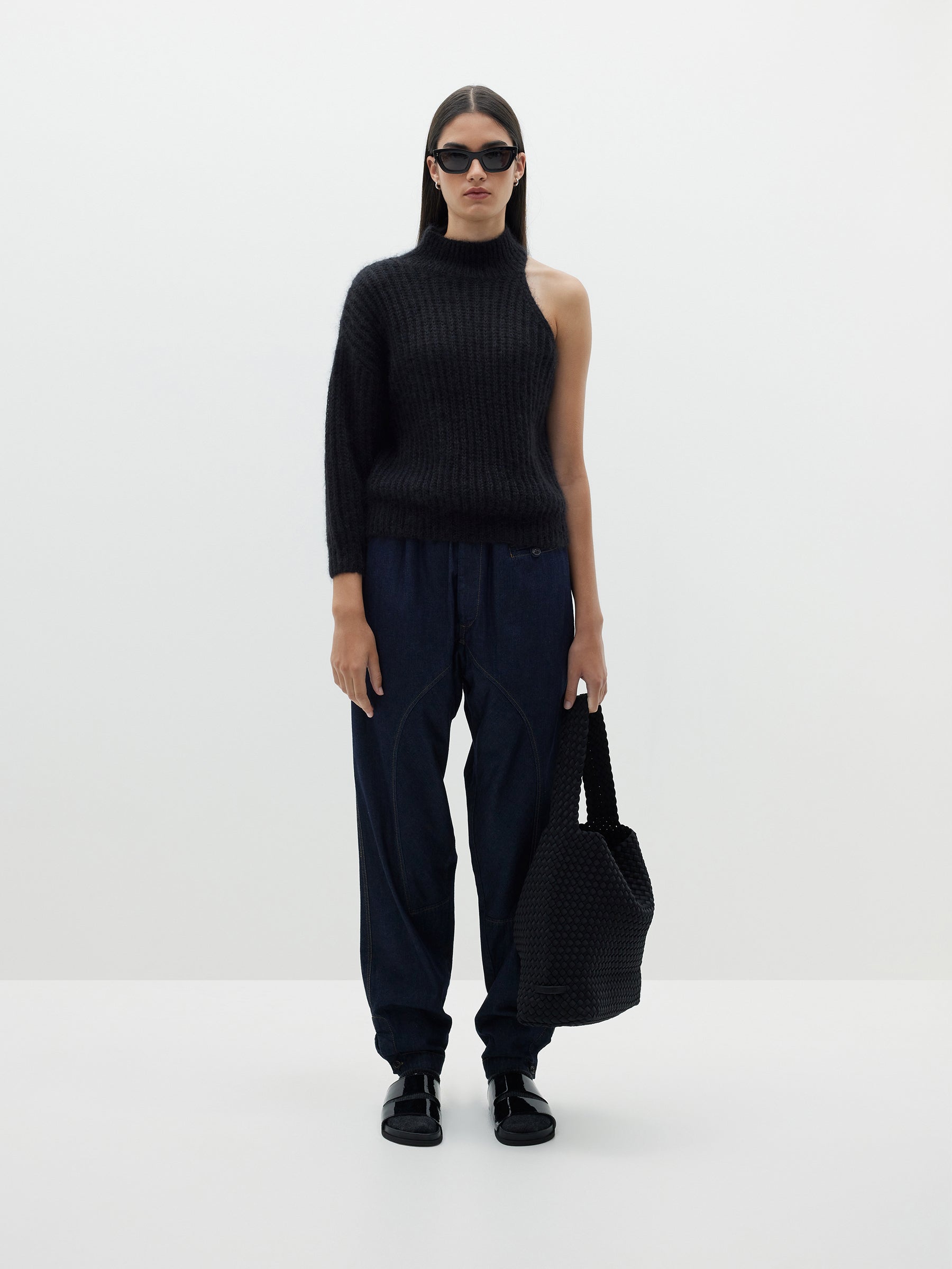 denim gusset detail pant