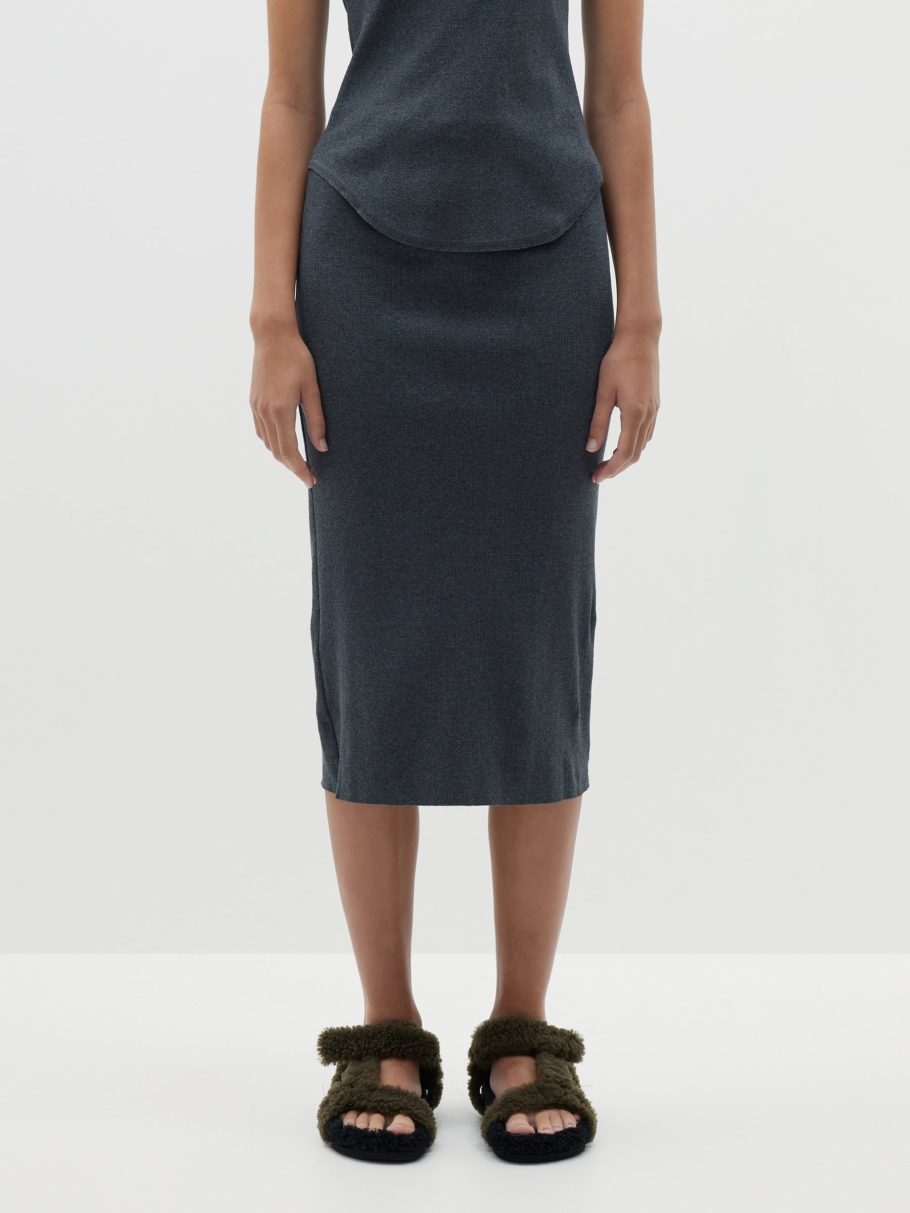 mini rib tubular skirt