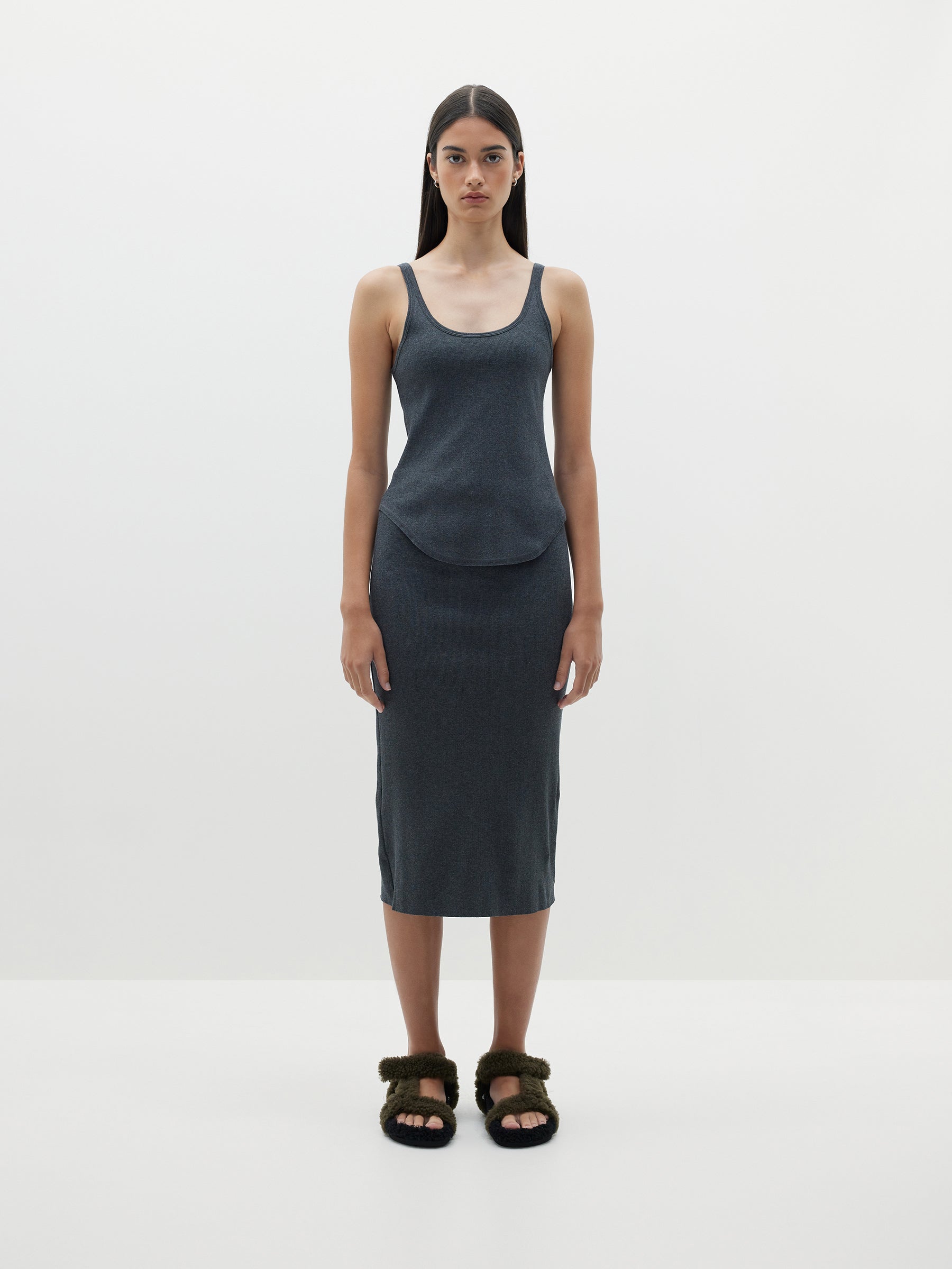 mini rib tubular skirt