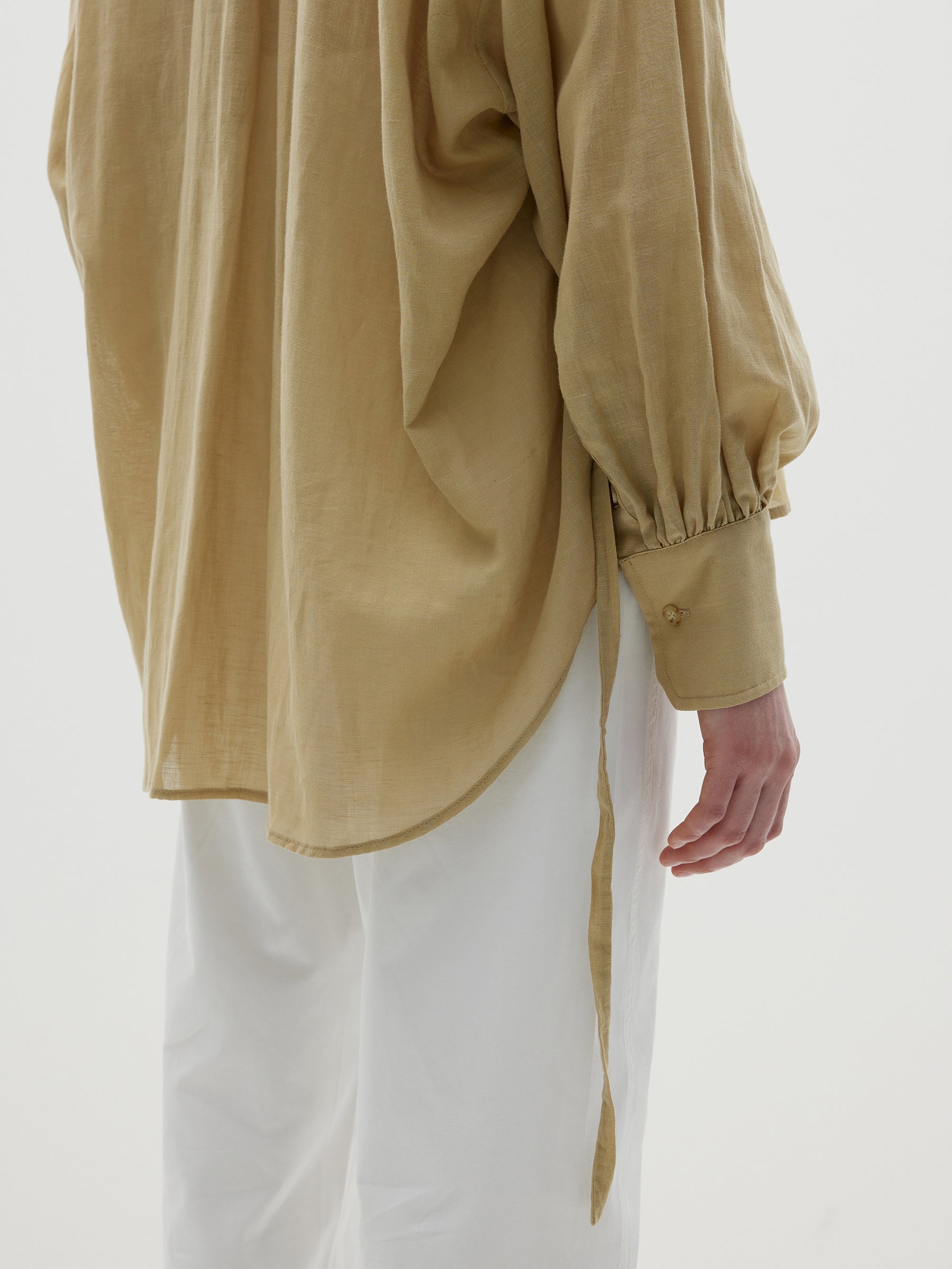 cotton linen open neck shirt