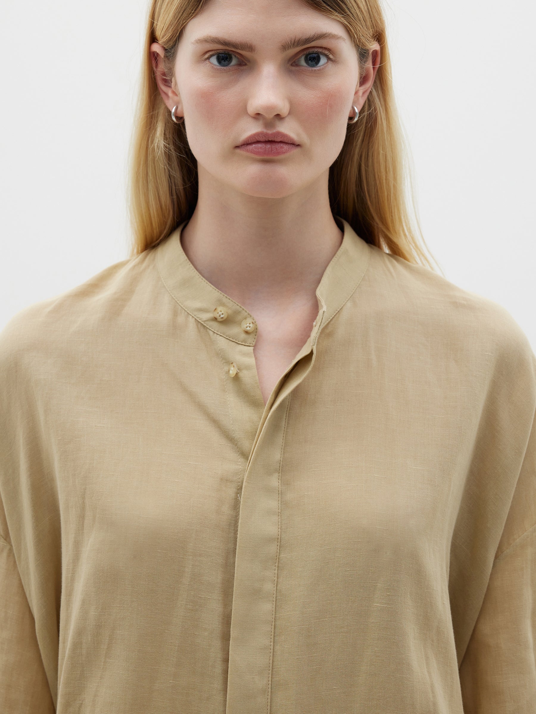 cotton linen open neck shirt