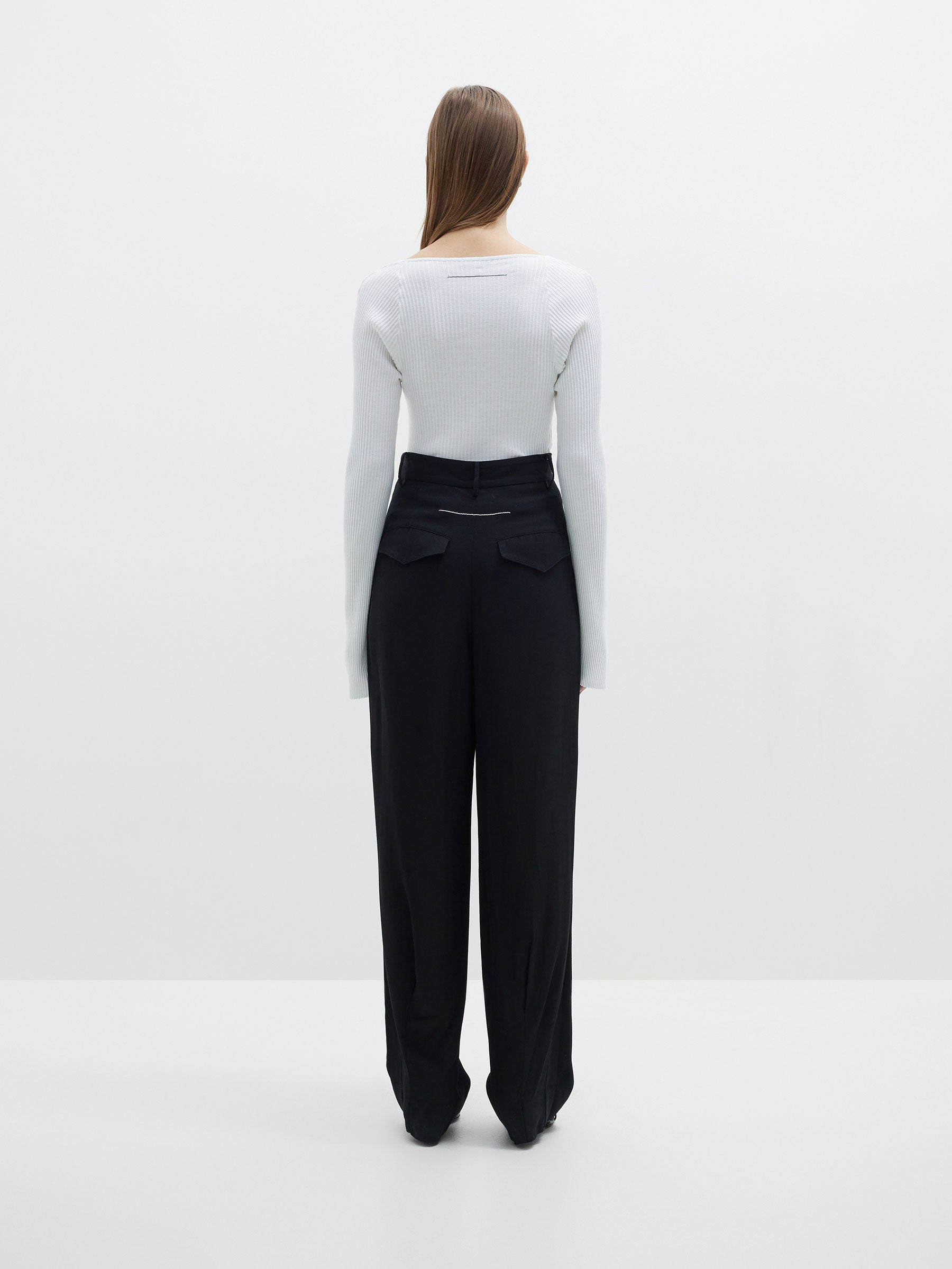 drapey rib square neck long sleeve top