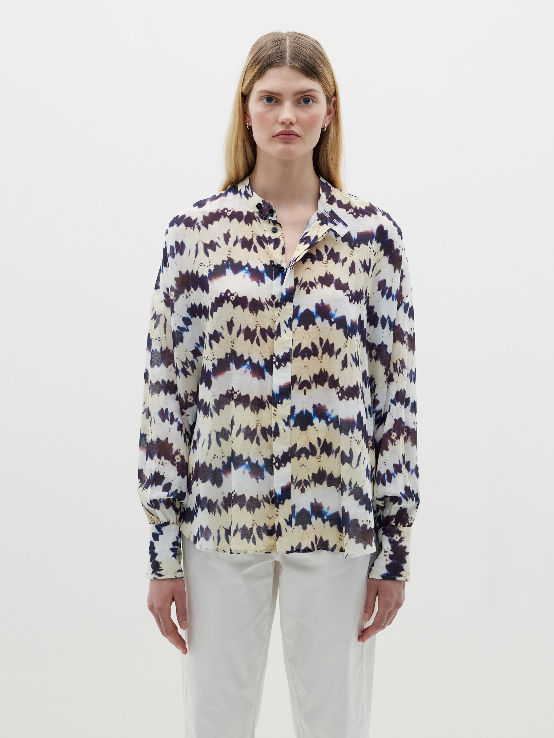 printed open neck shirt