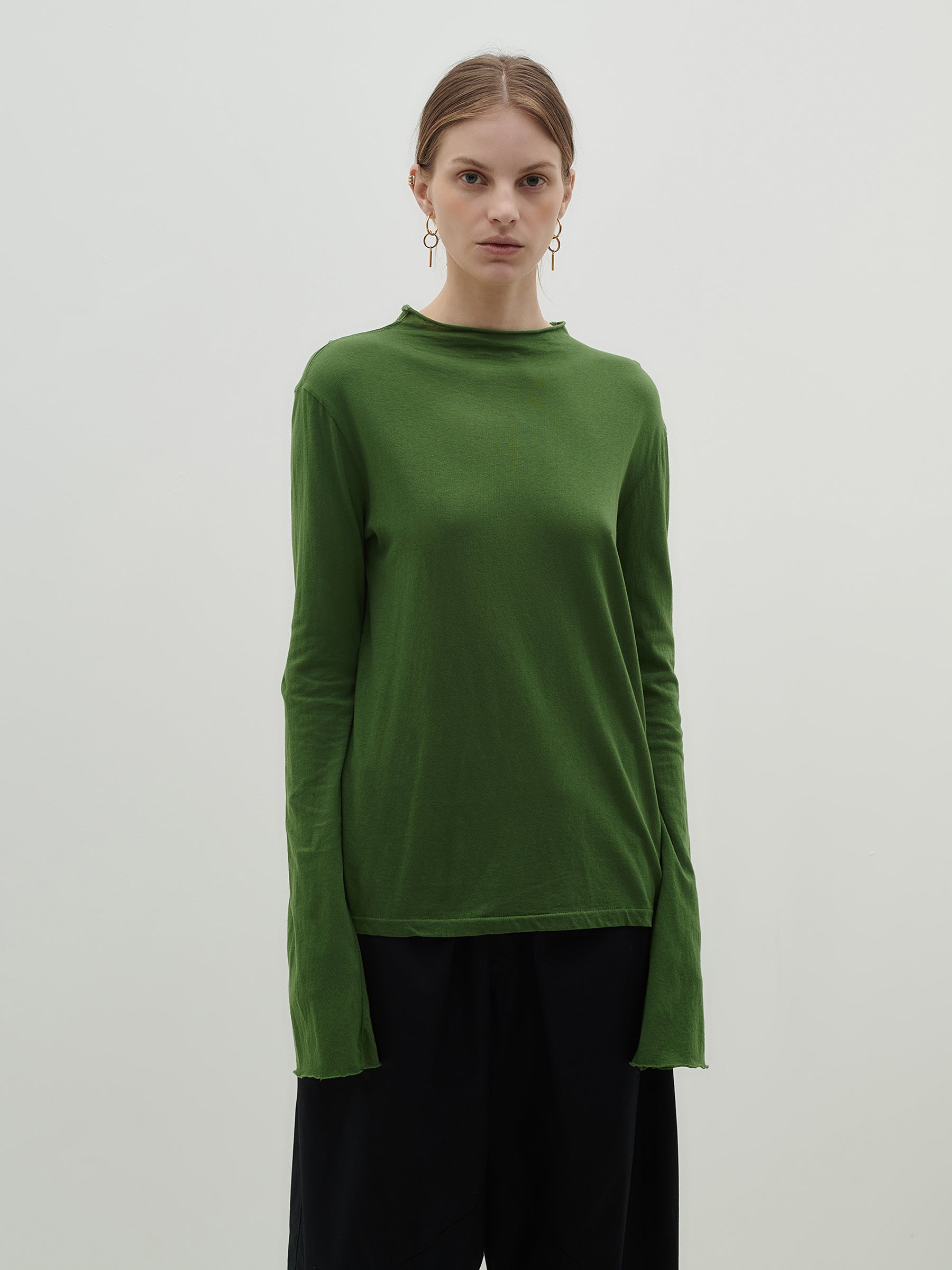 regular raised neck long sleeve t.shirt