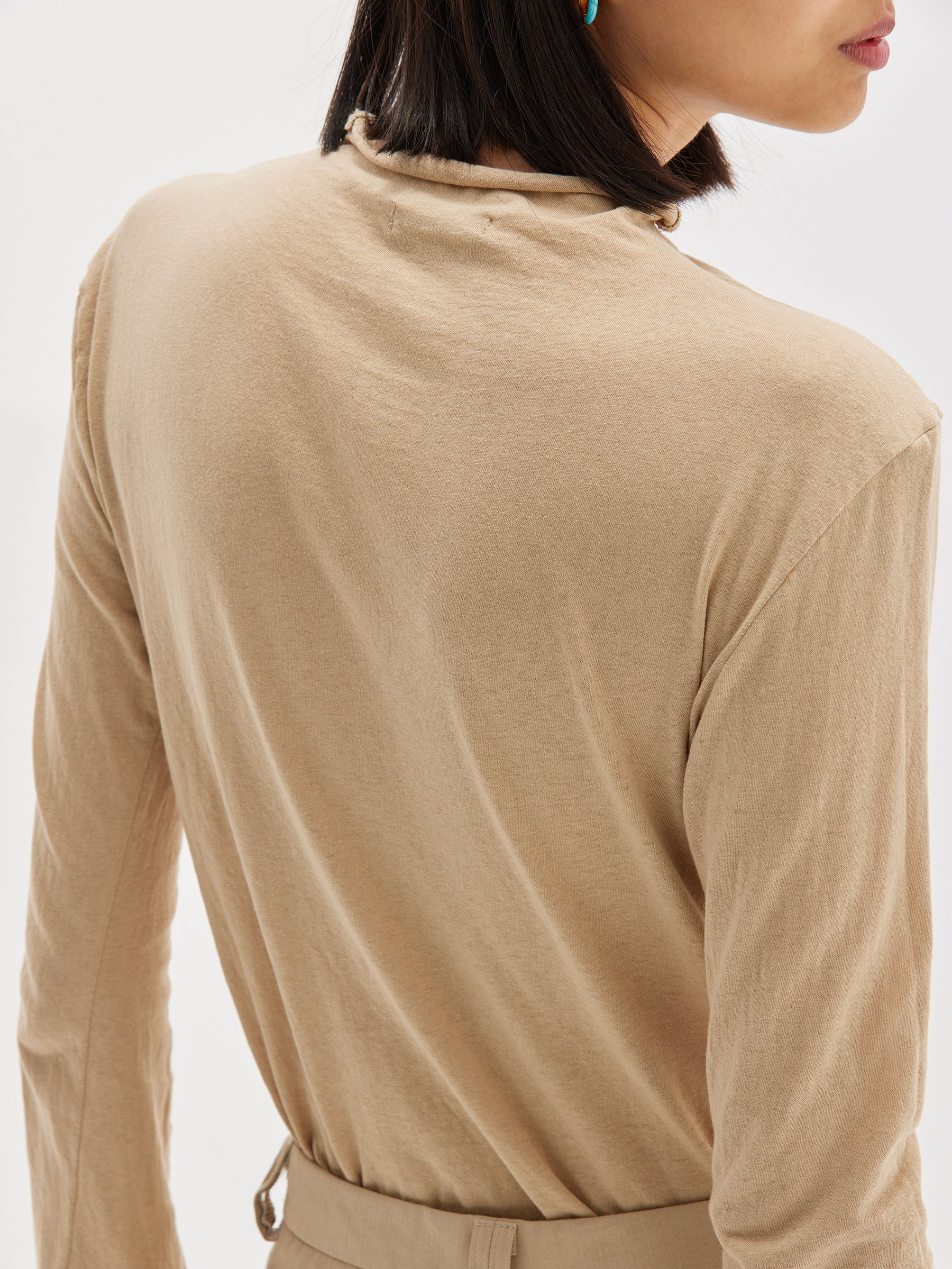 raised neck slim long sleeve t.shirt