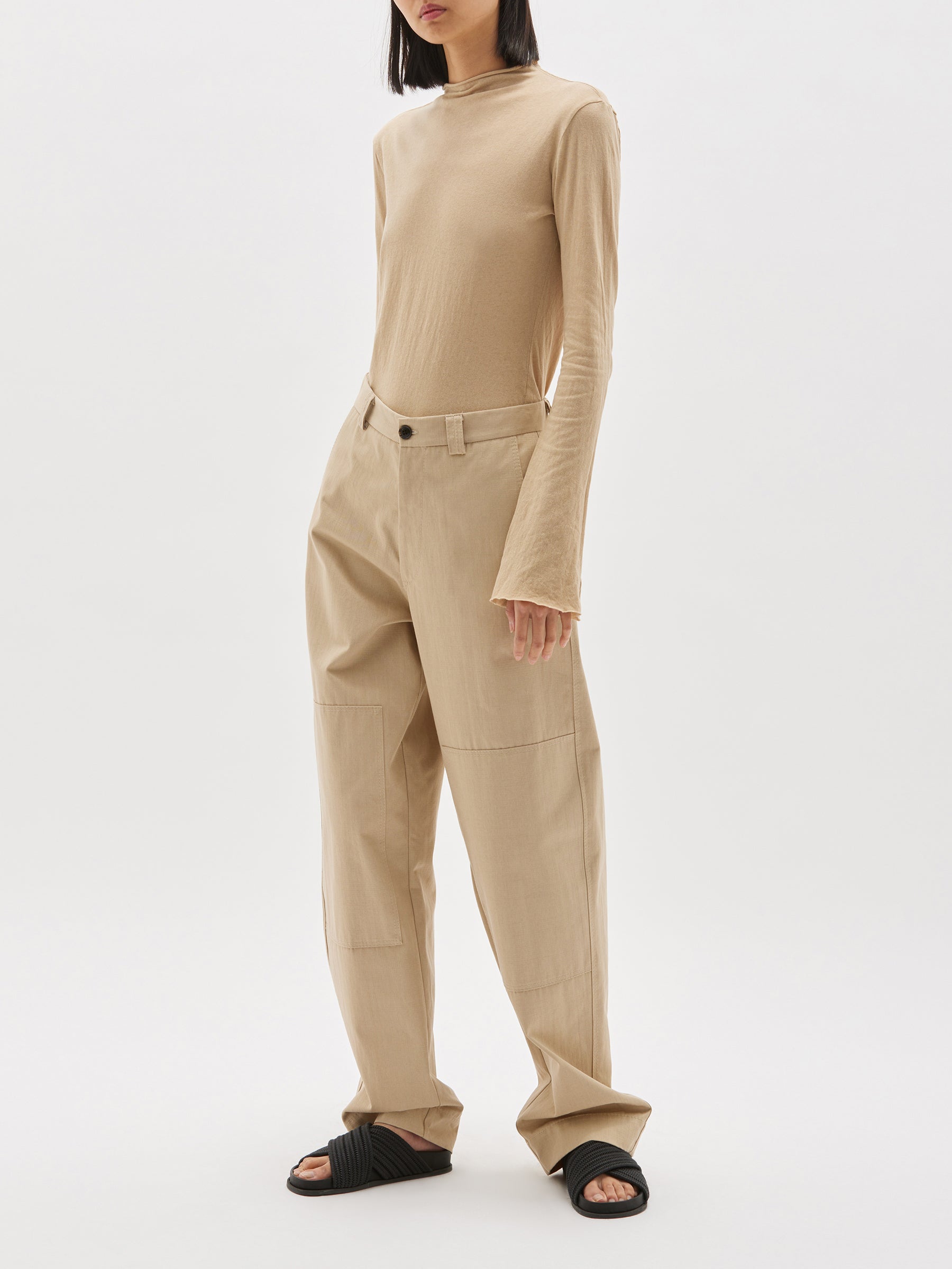 raised neck slim long sleeve t.shirt