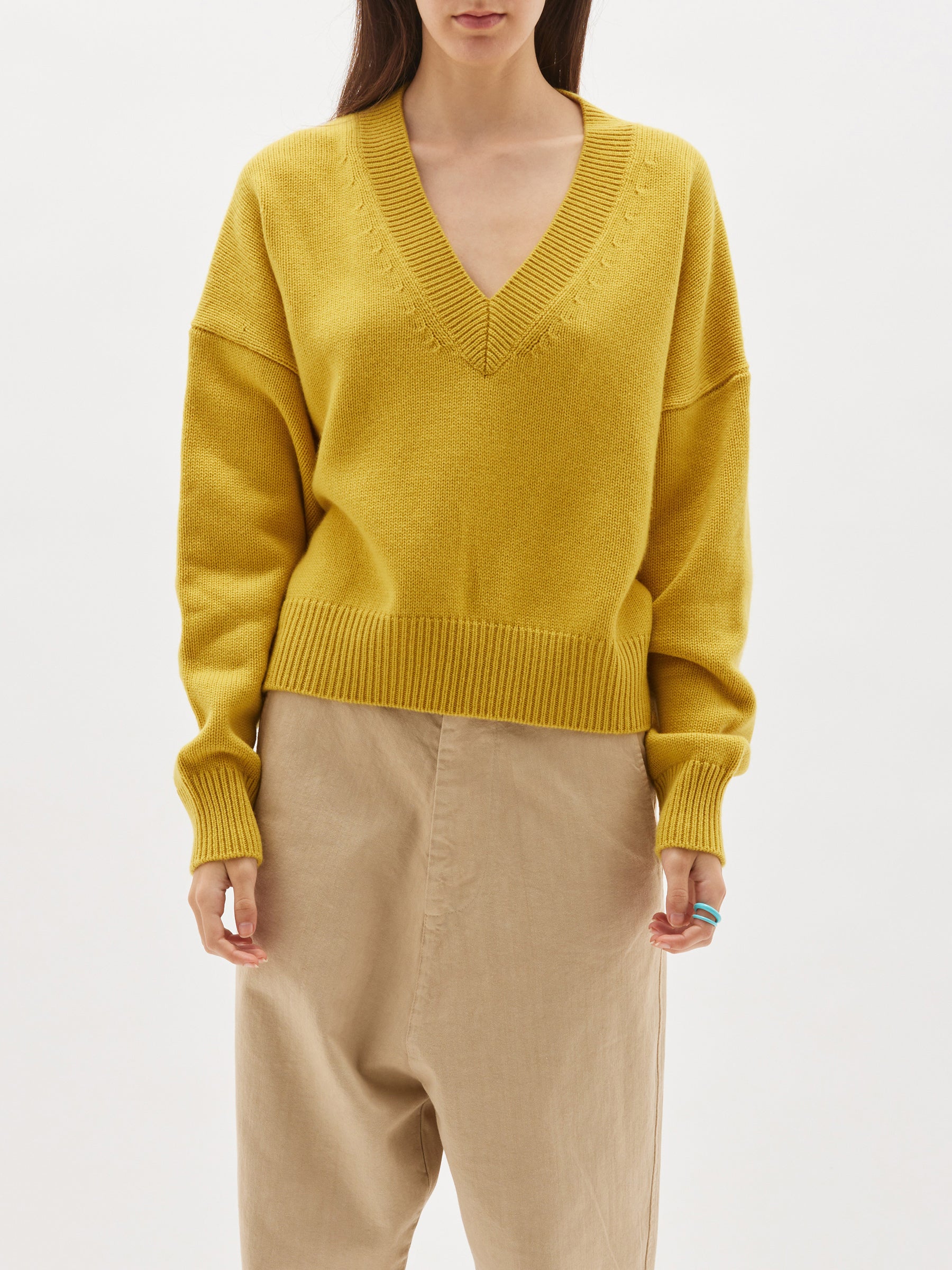 boxy v neck weekend knit