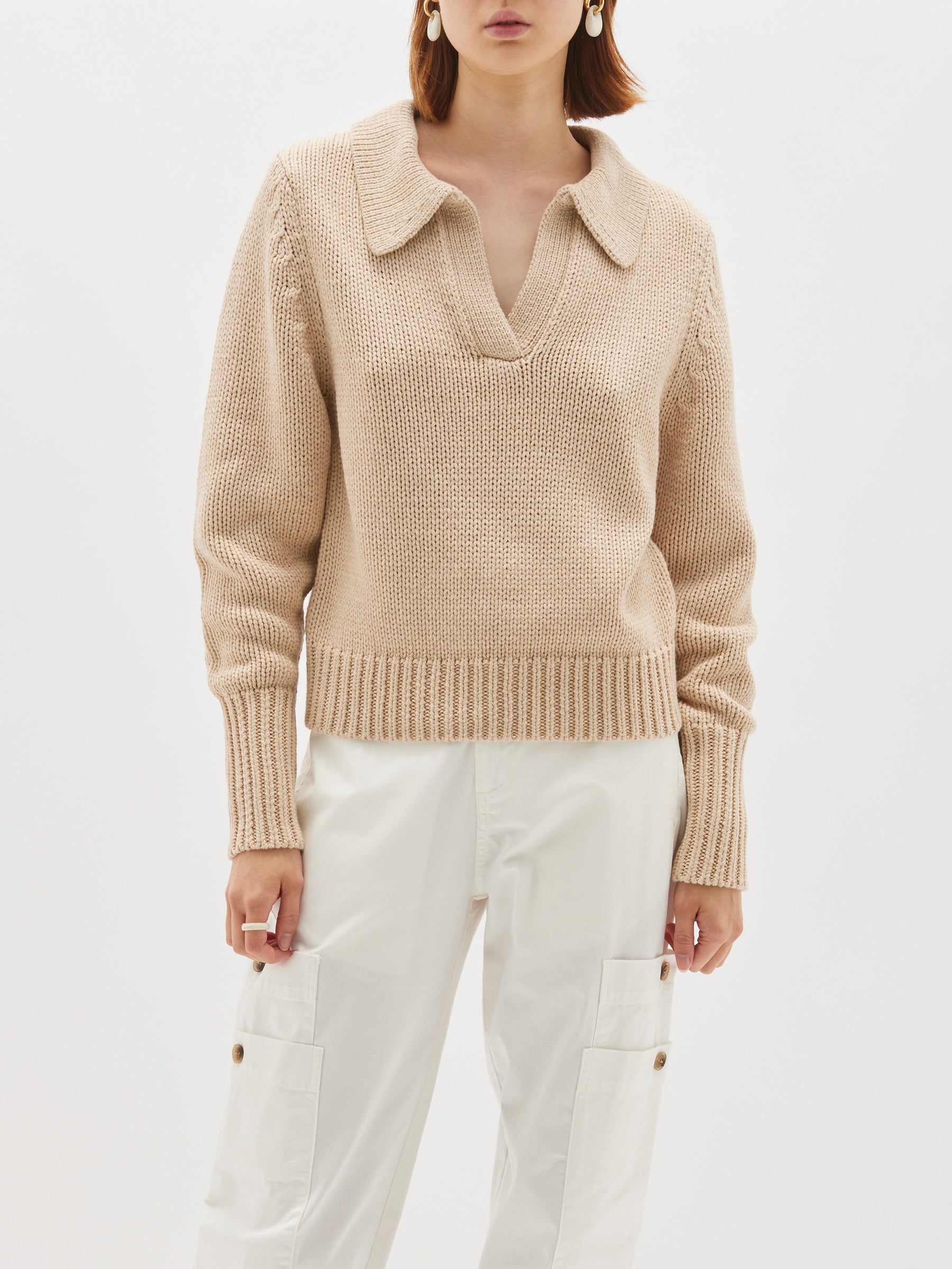 cotton merino polo knit