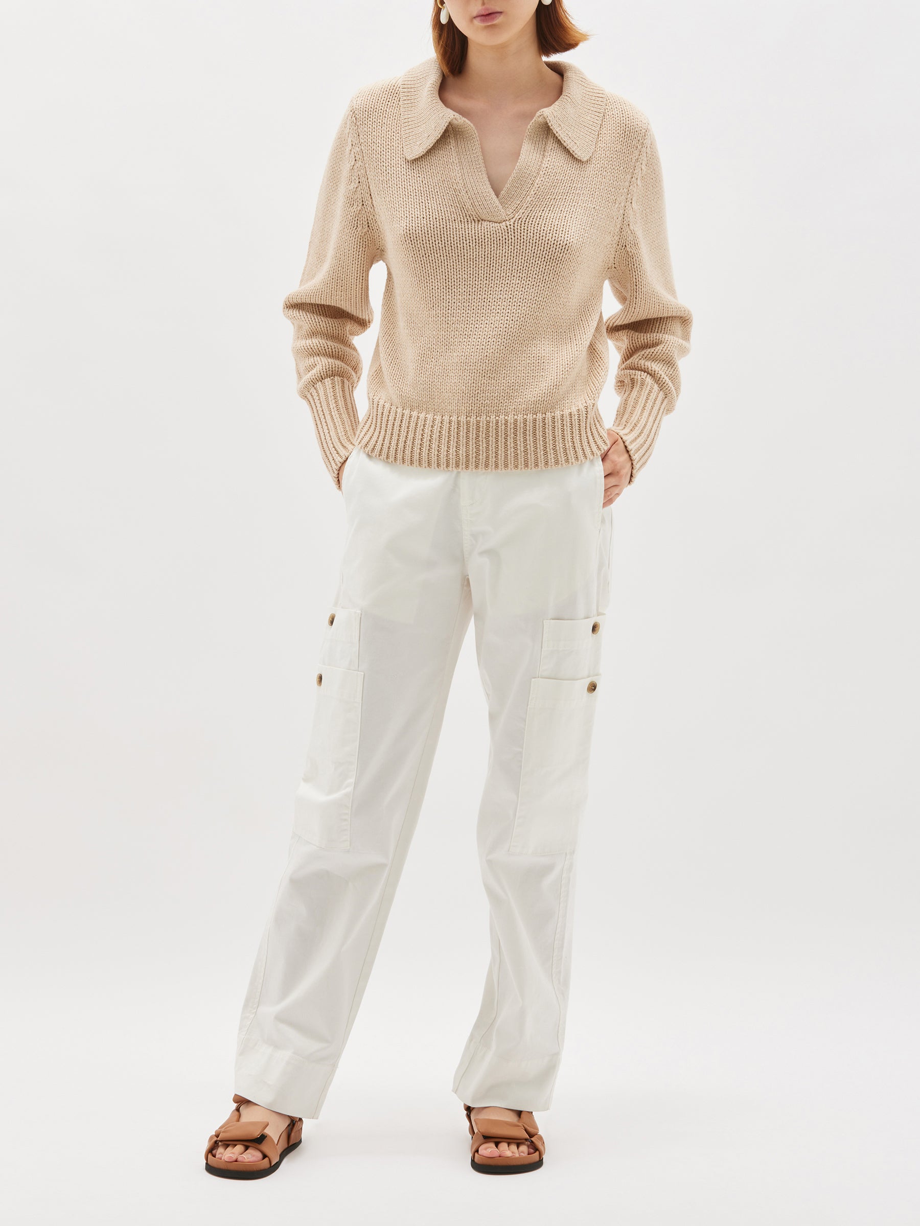 cotton merino polo knit