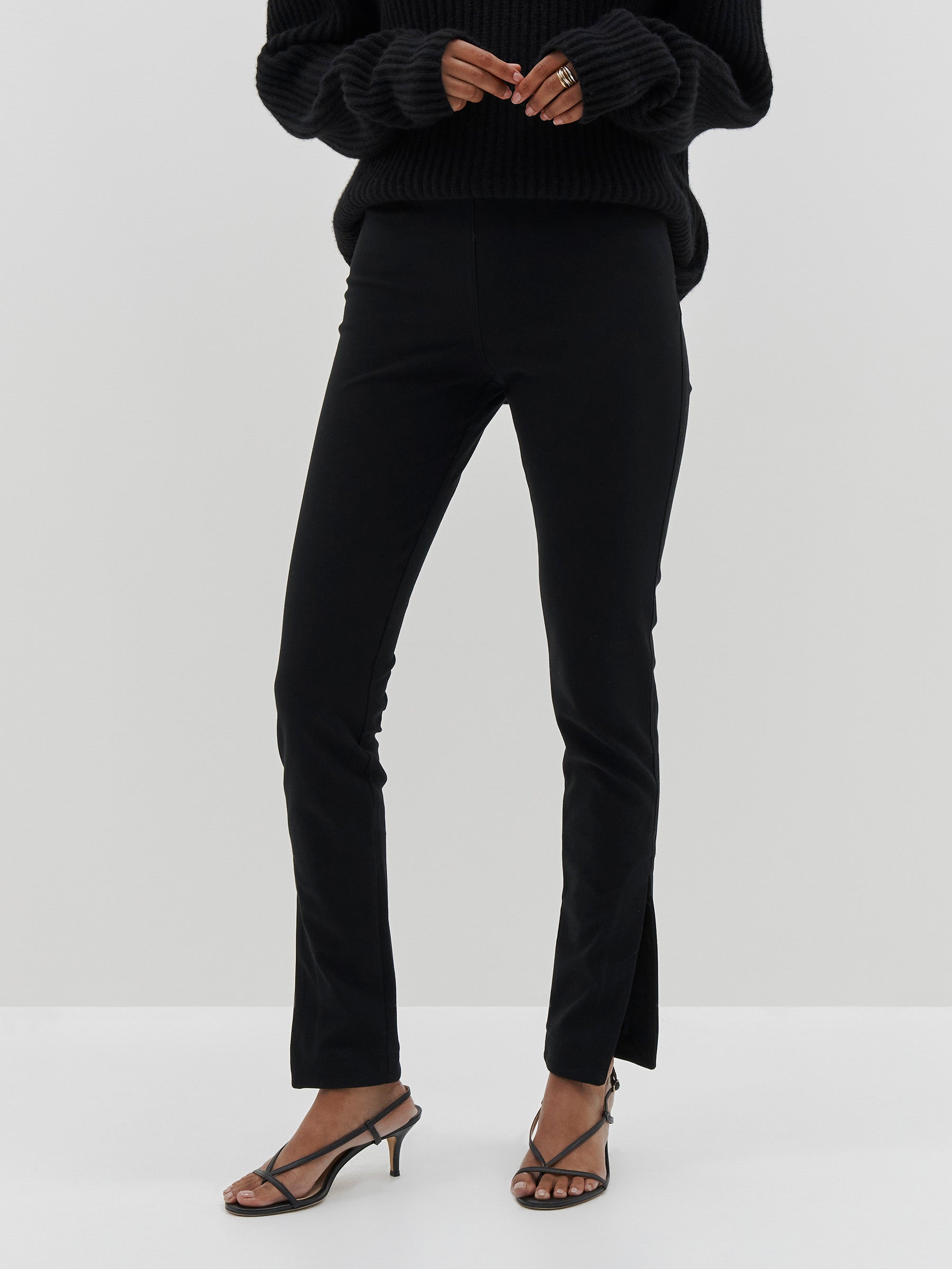 stretch-twill-split-hem-tights-pc22wfb153-black