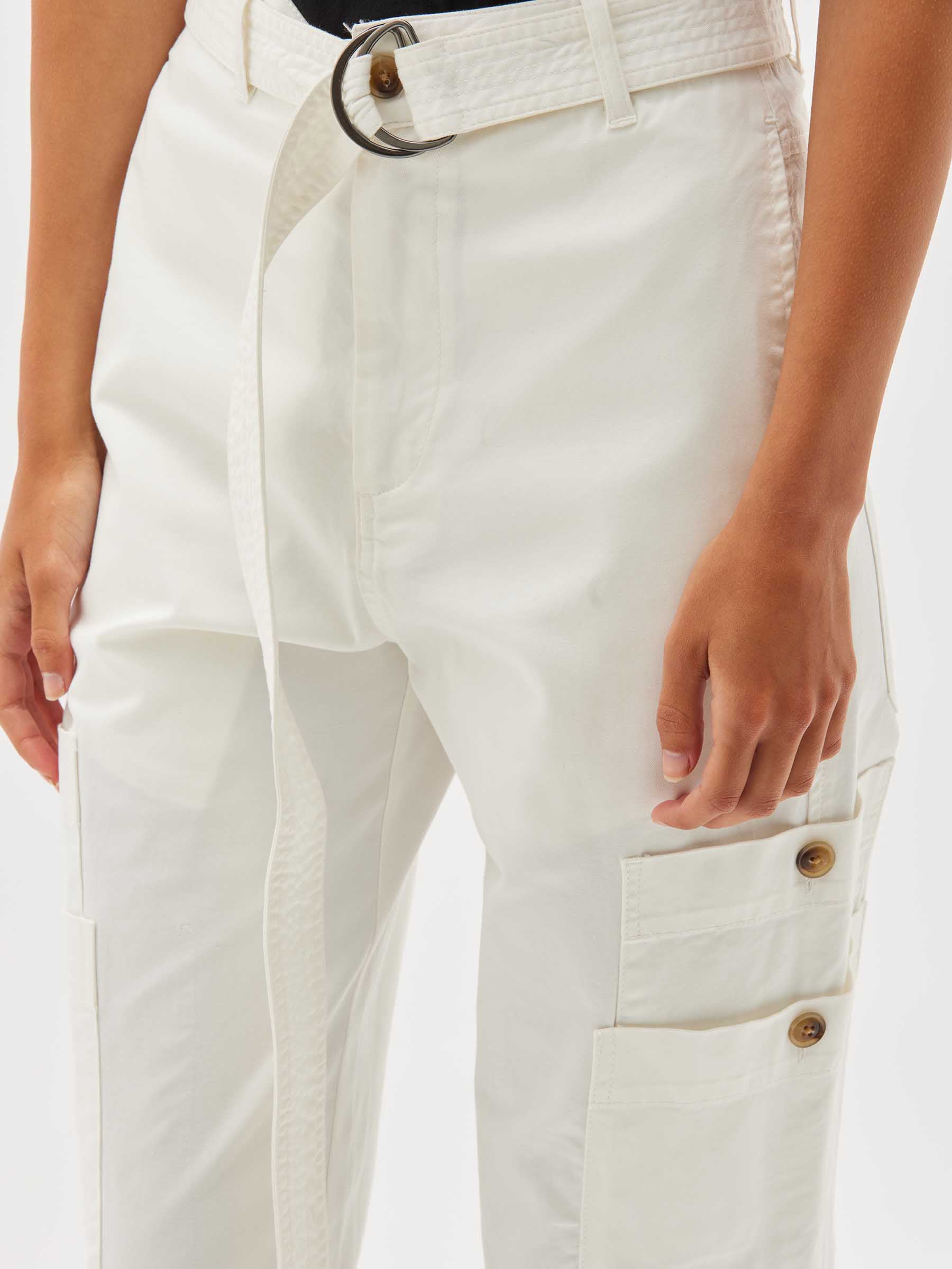 belted cotton slouch pant
