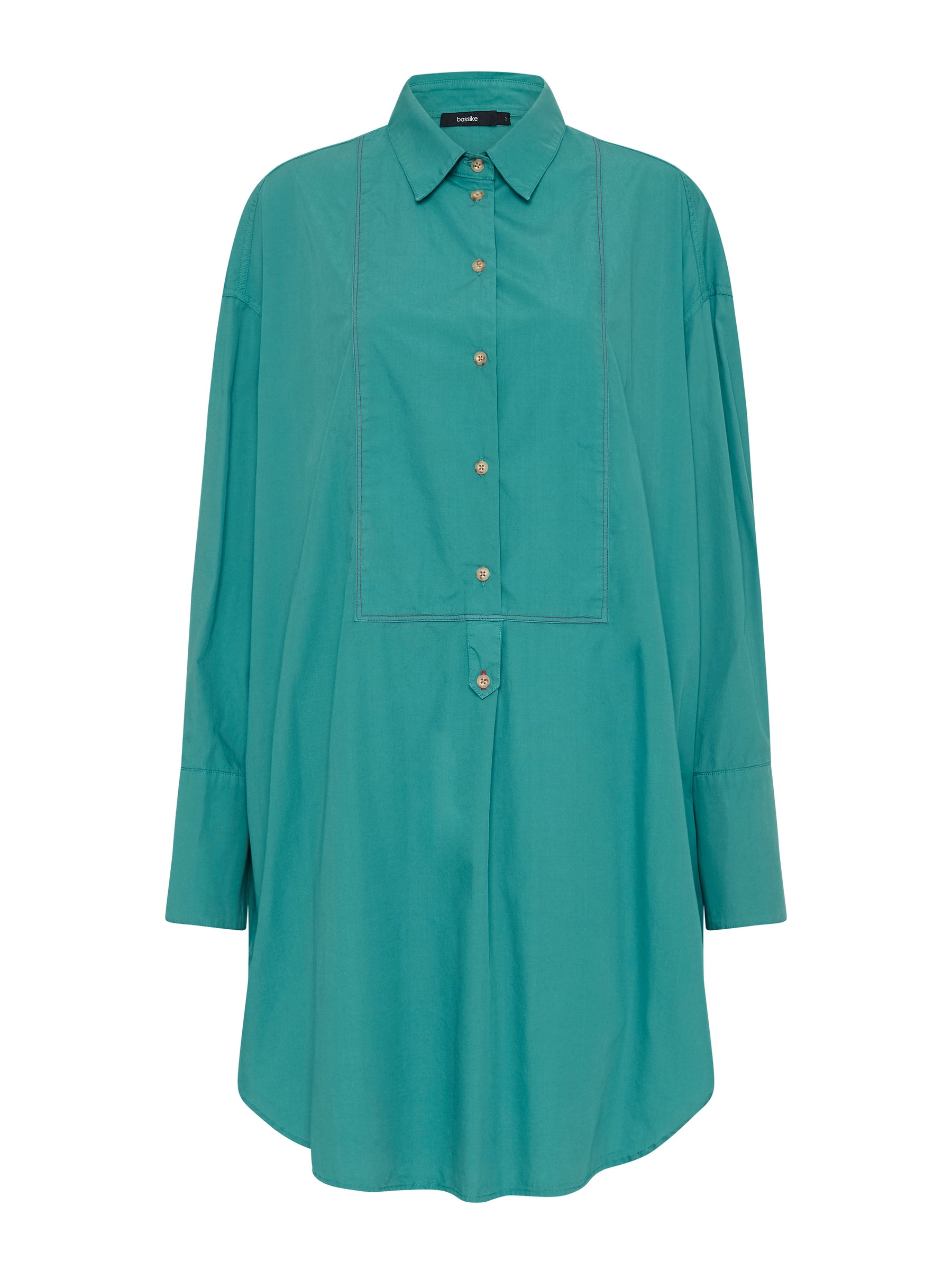 cotton contrast stitch shirt dress
