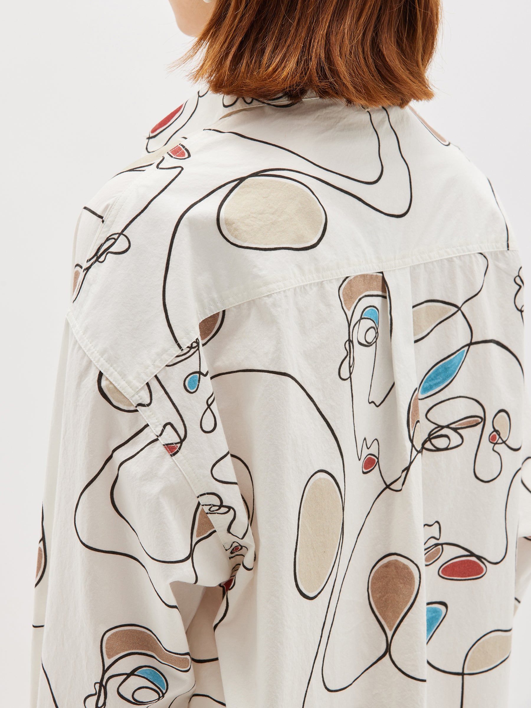 faces print cotton shirt dress