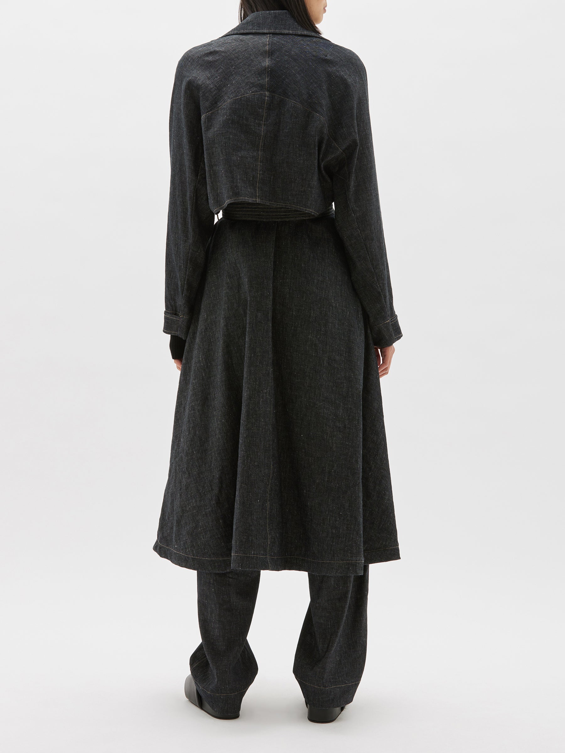 cotton linen denim trench