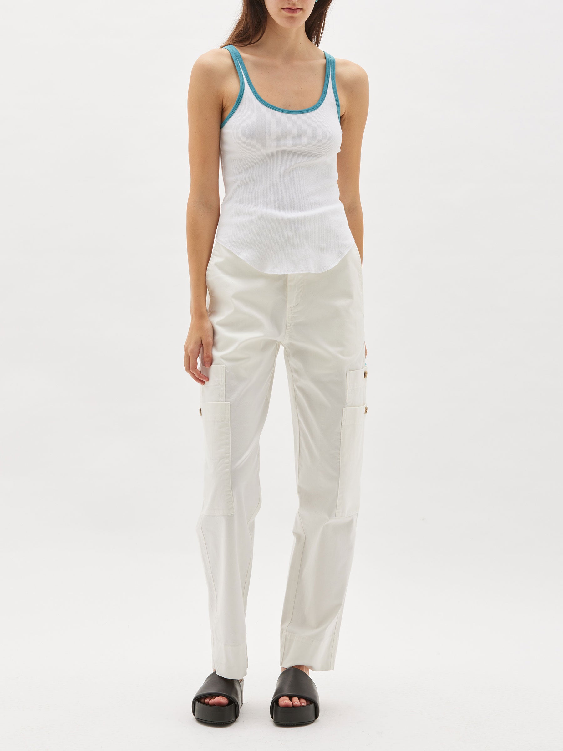 contrast slim scoop rib tank
