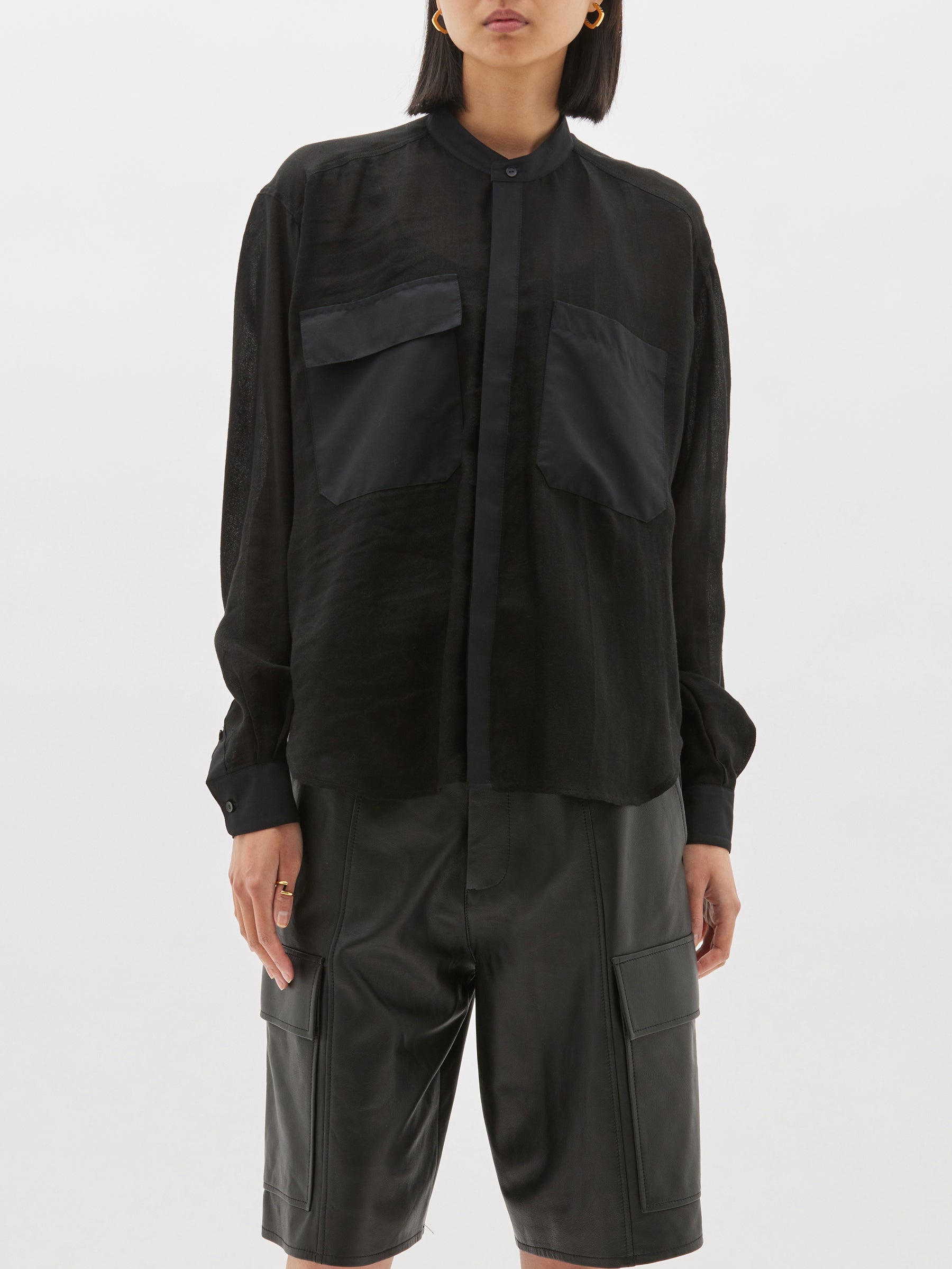 tencel linen gauze pocket shirt
