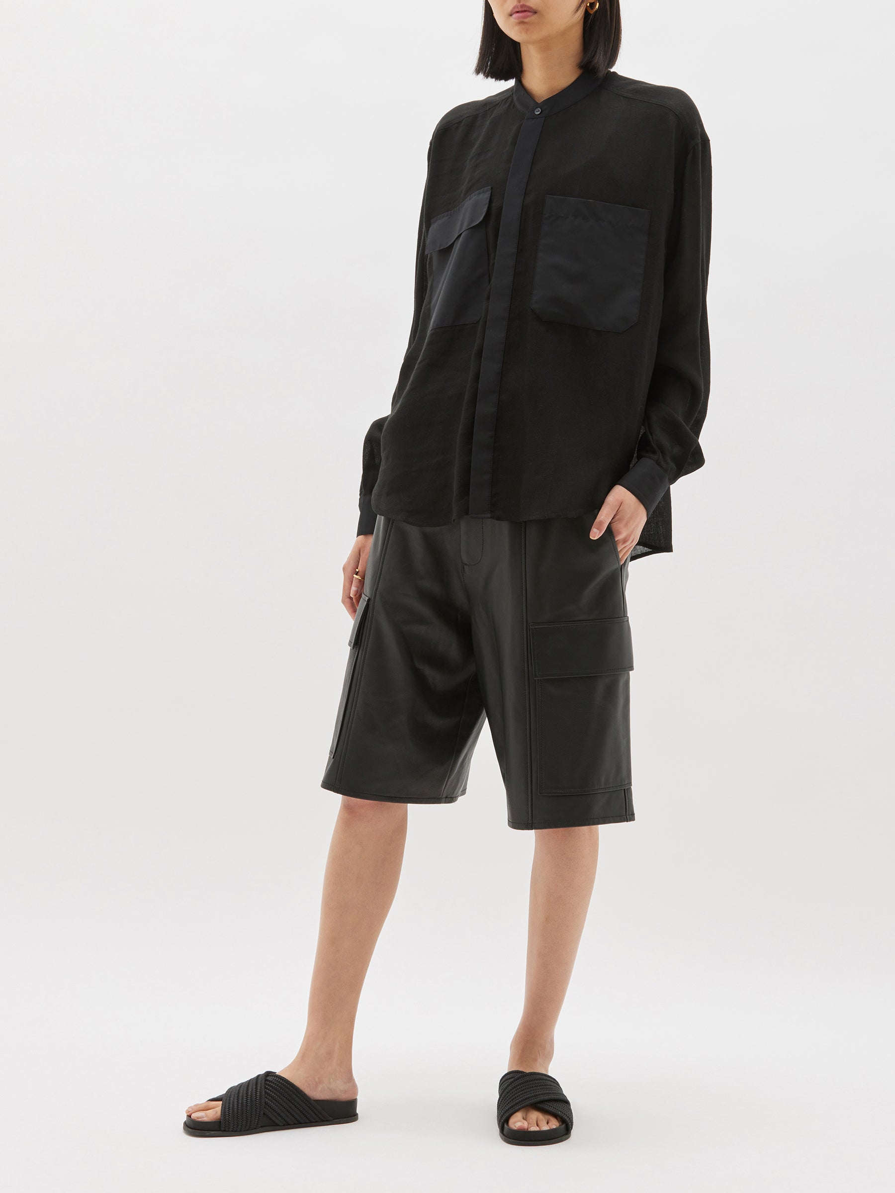 tencel linen gauze pocket shirt