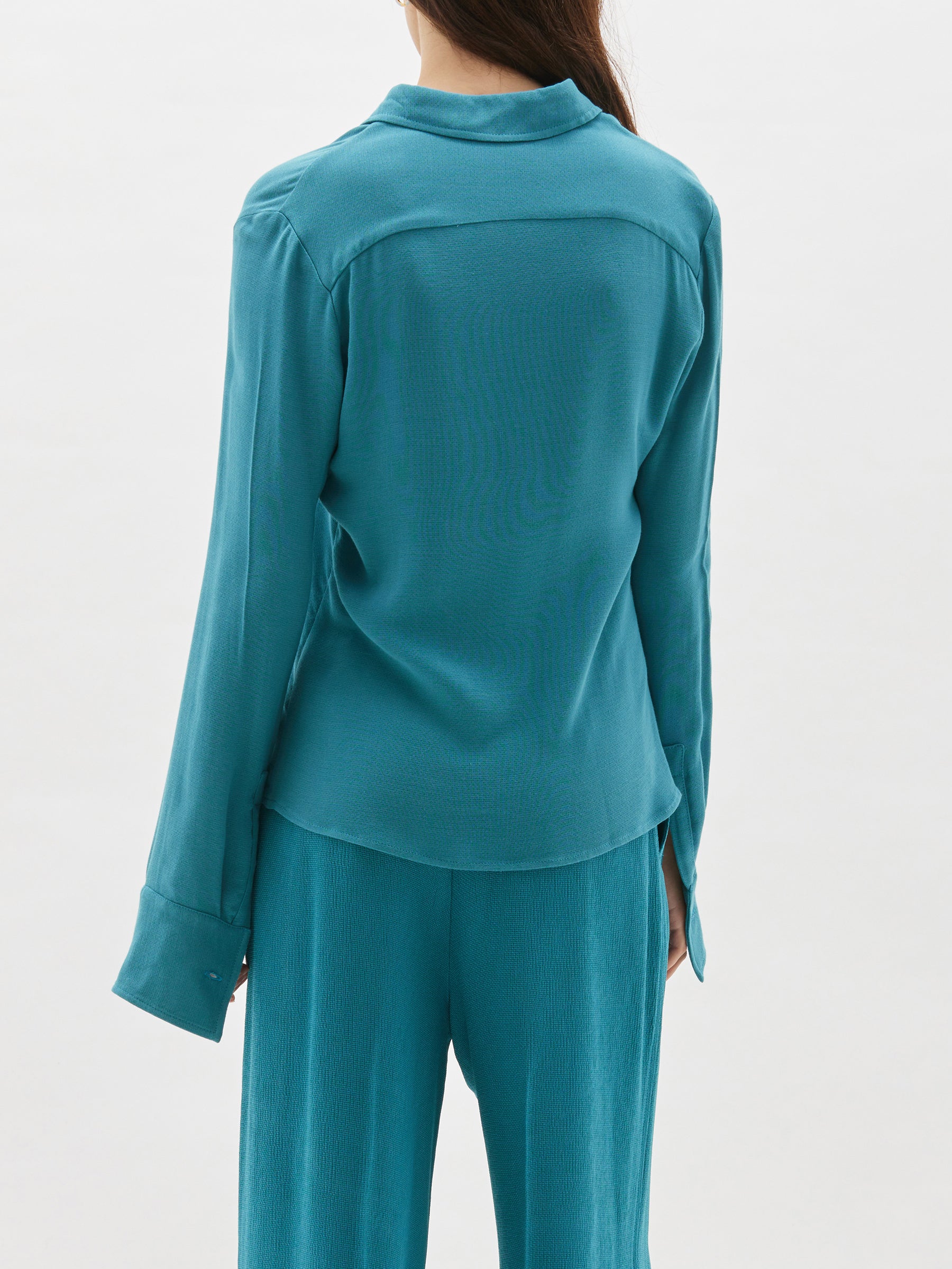 viscose crepe zip detail shirt