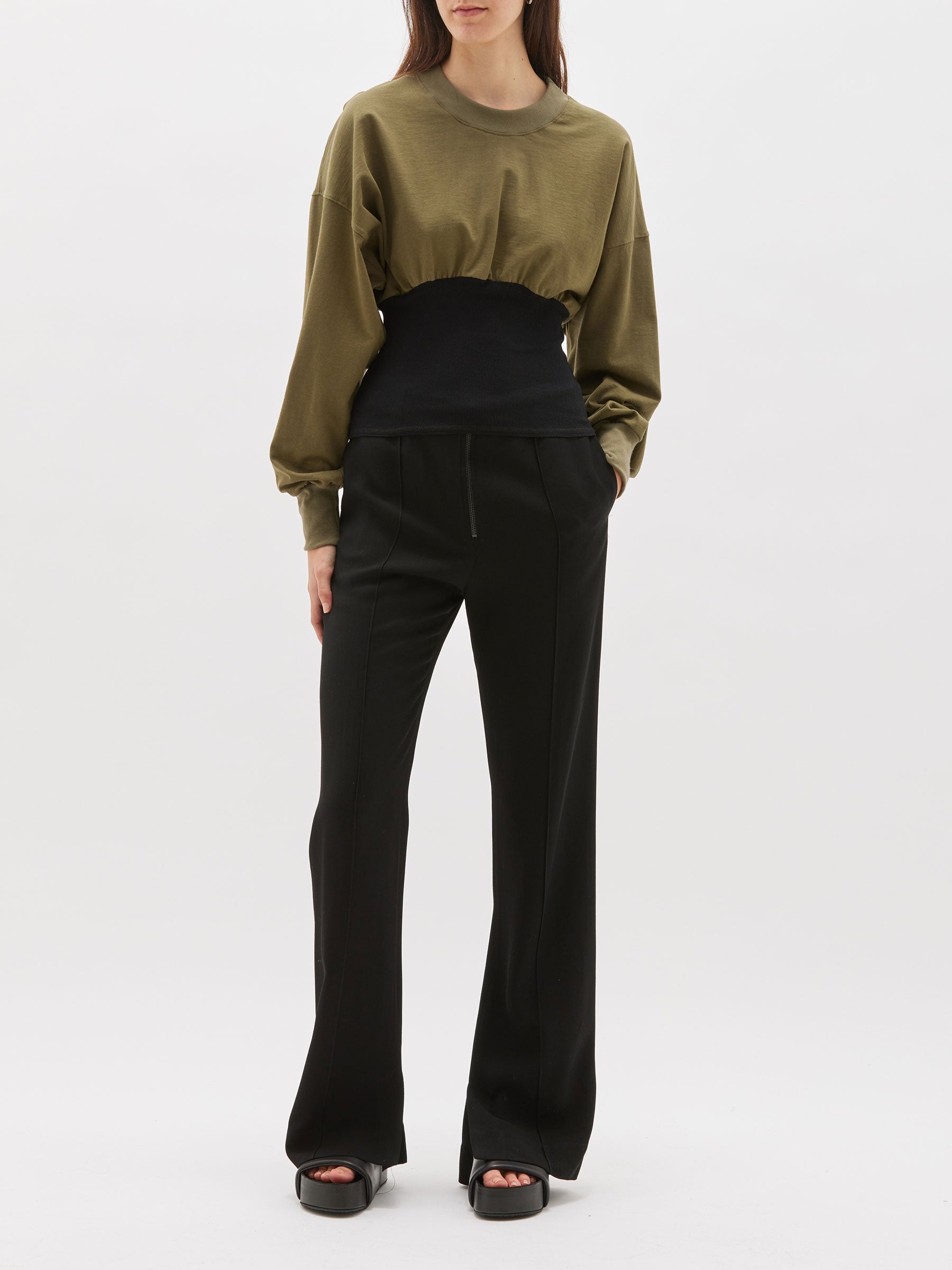 rib insert double jersey sweat