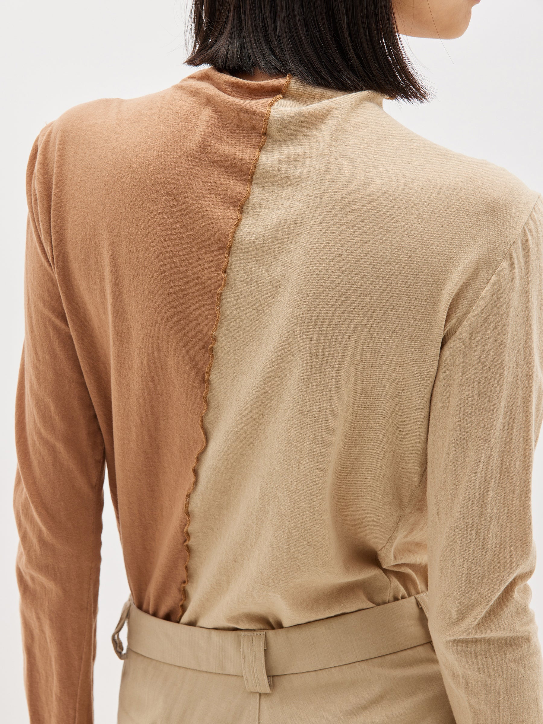slim contrast front seam long sleeve t.shirt