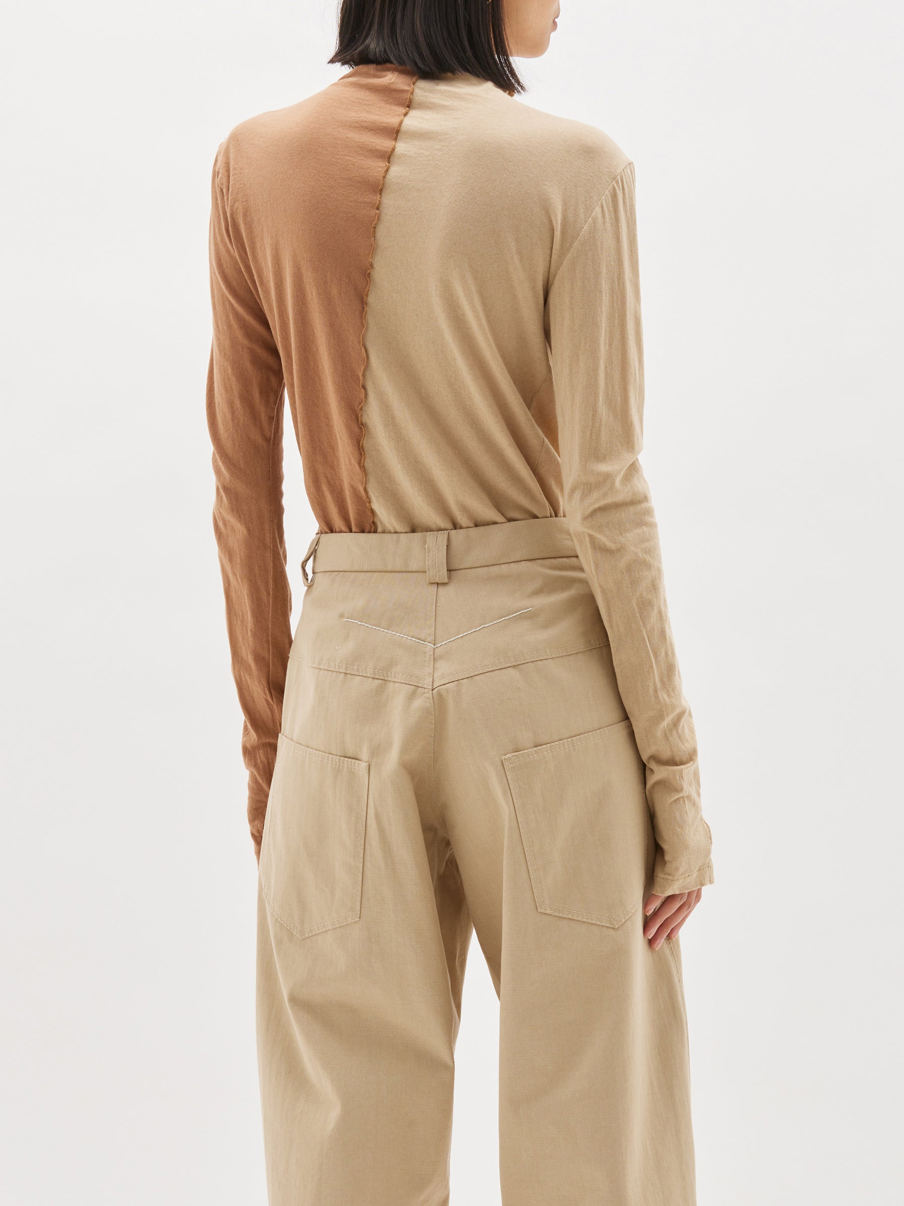 slim contrast front seam long sleeve t.shirt