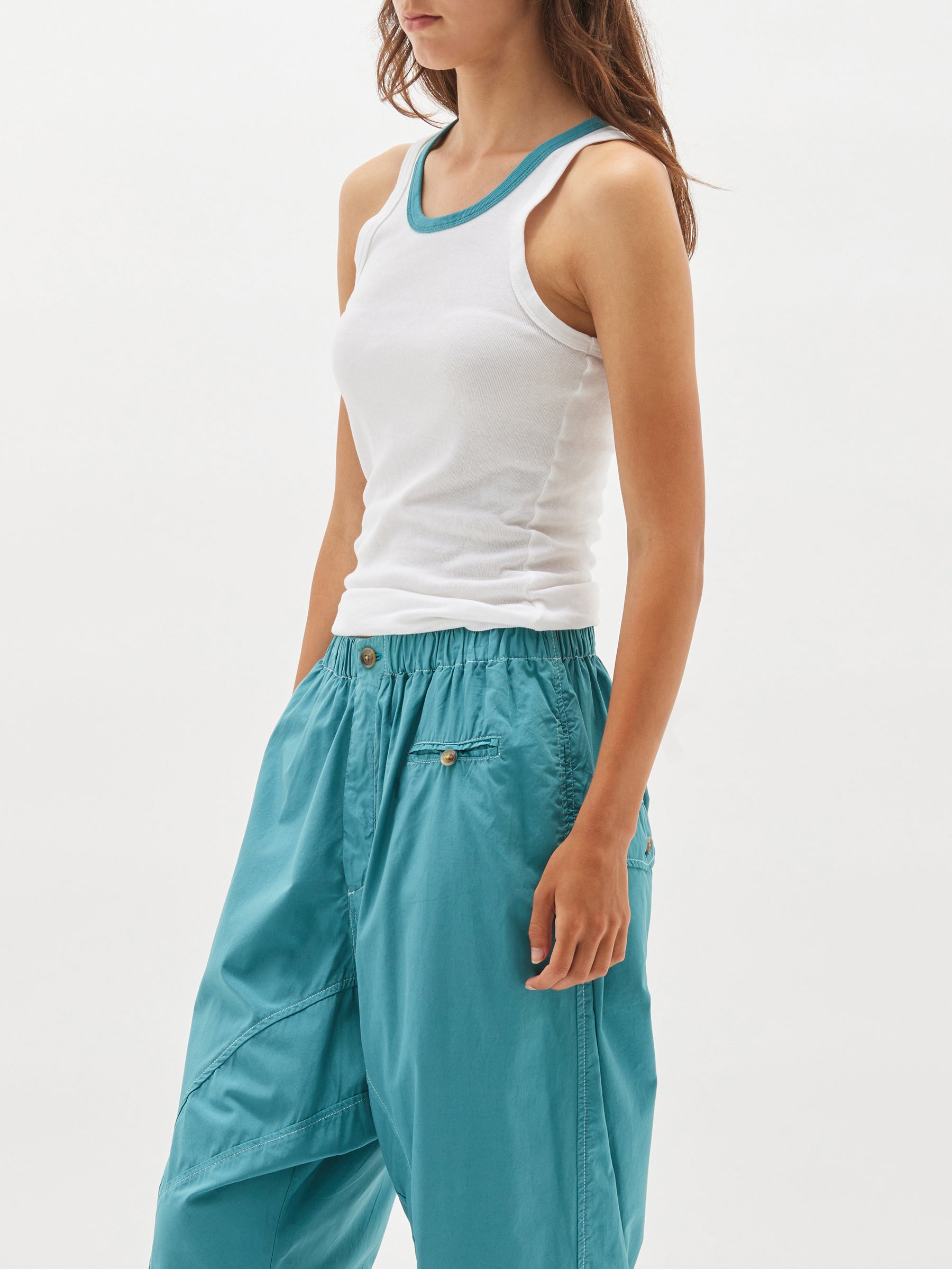 slim superfine rib contrast tank