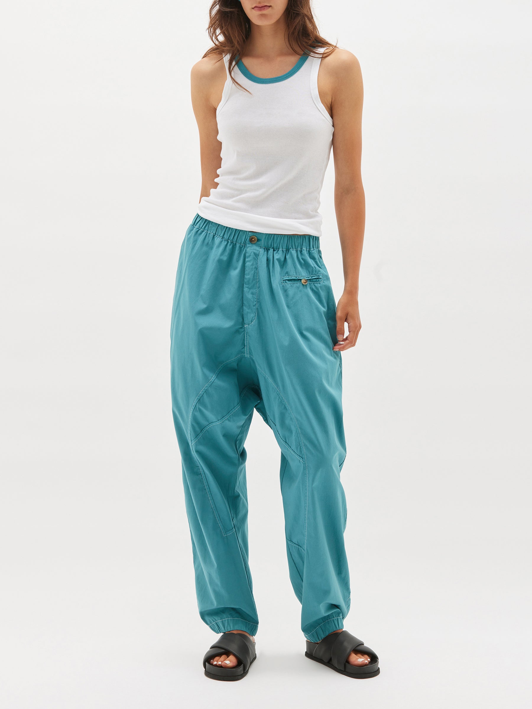 slim superfine rib contrast tank