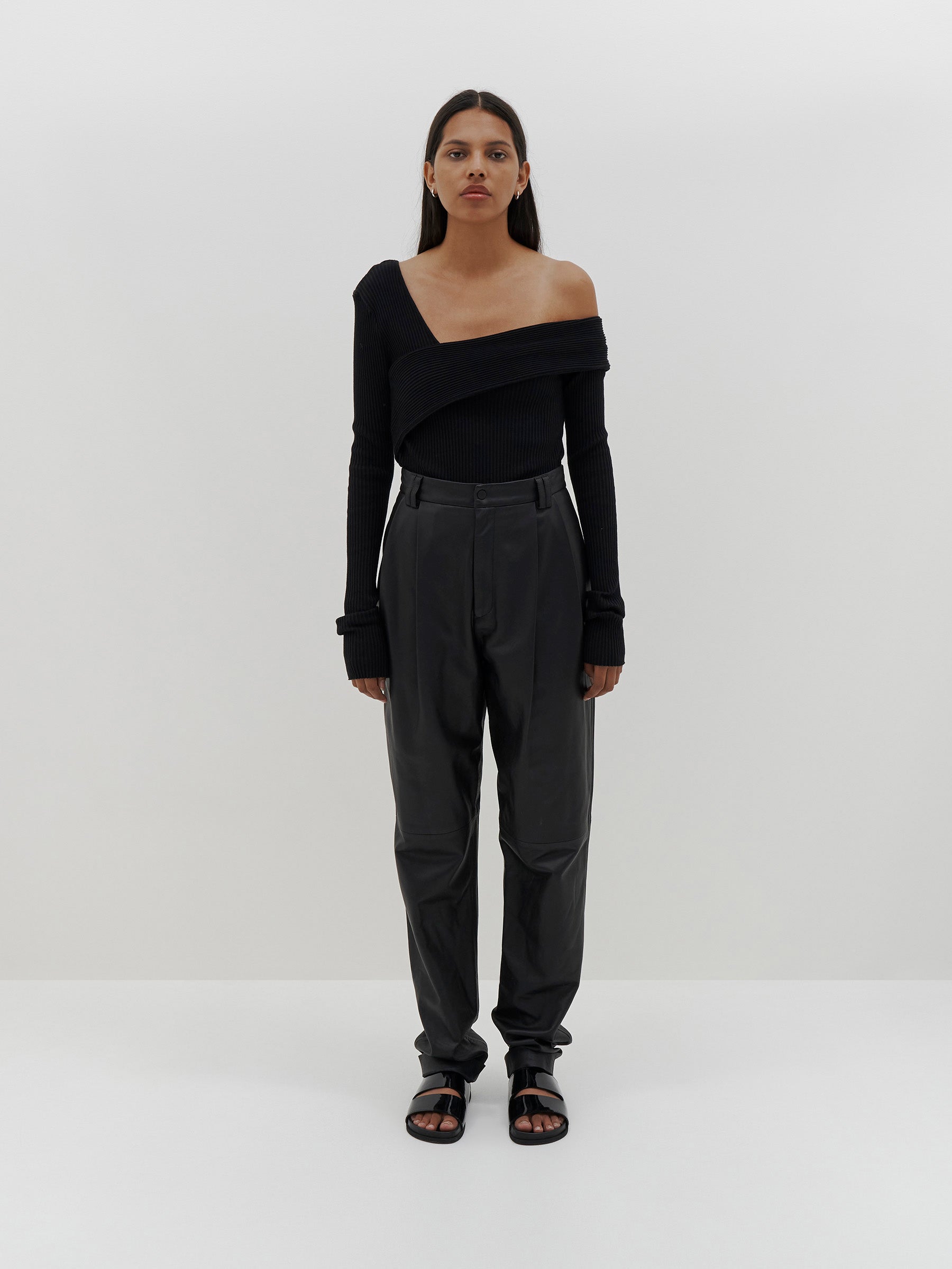 drapey rib layered detail long sleeve top