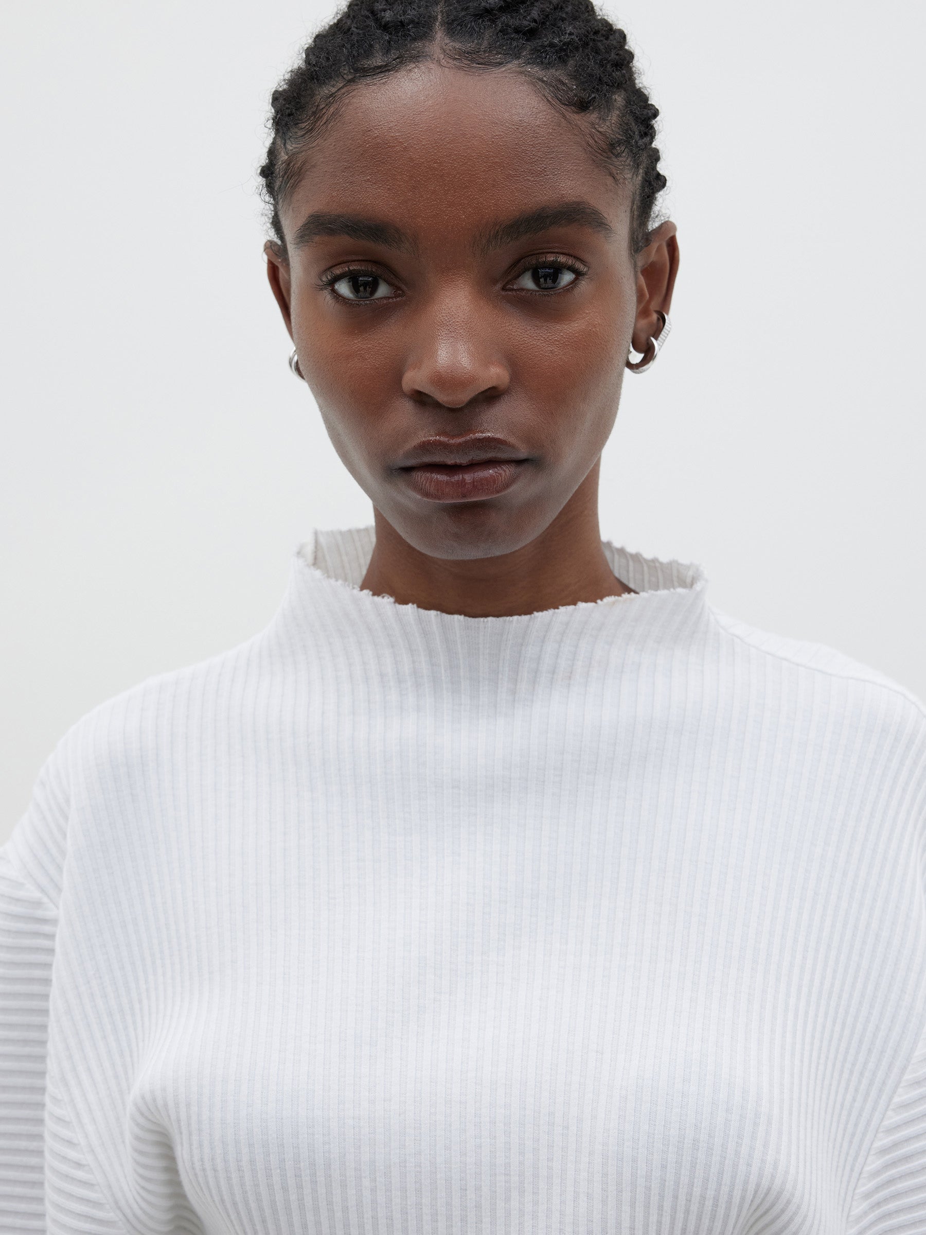 cropped voluminous rib top