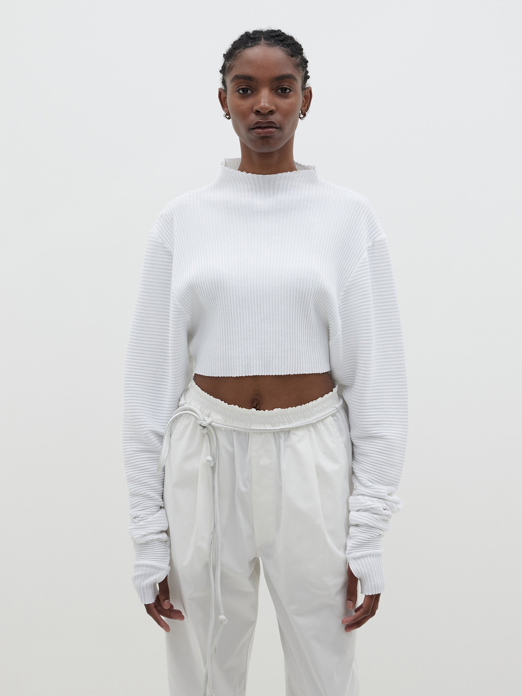 cropped voluminous rib top